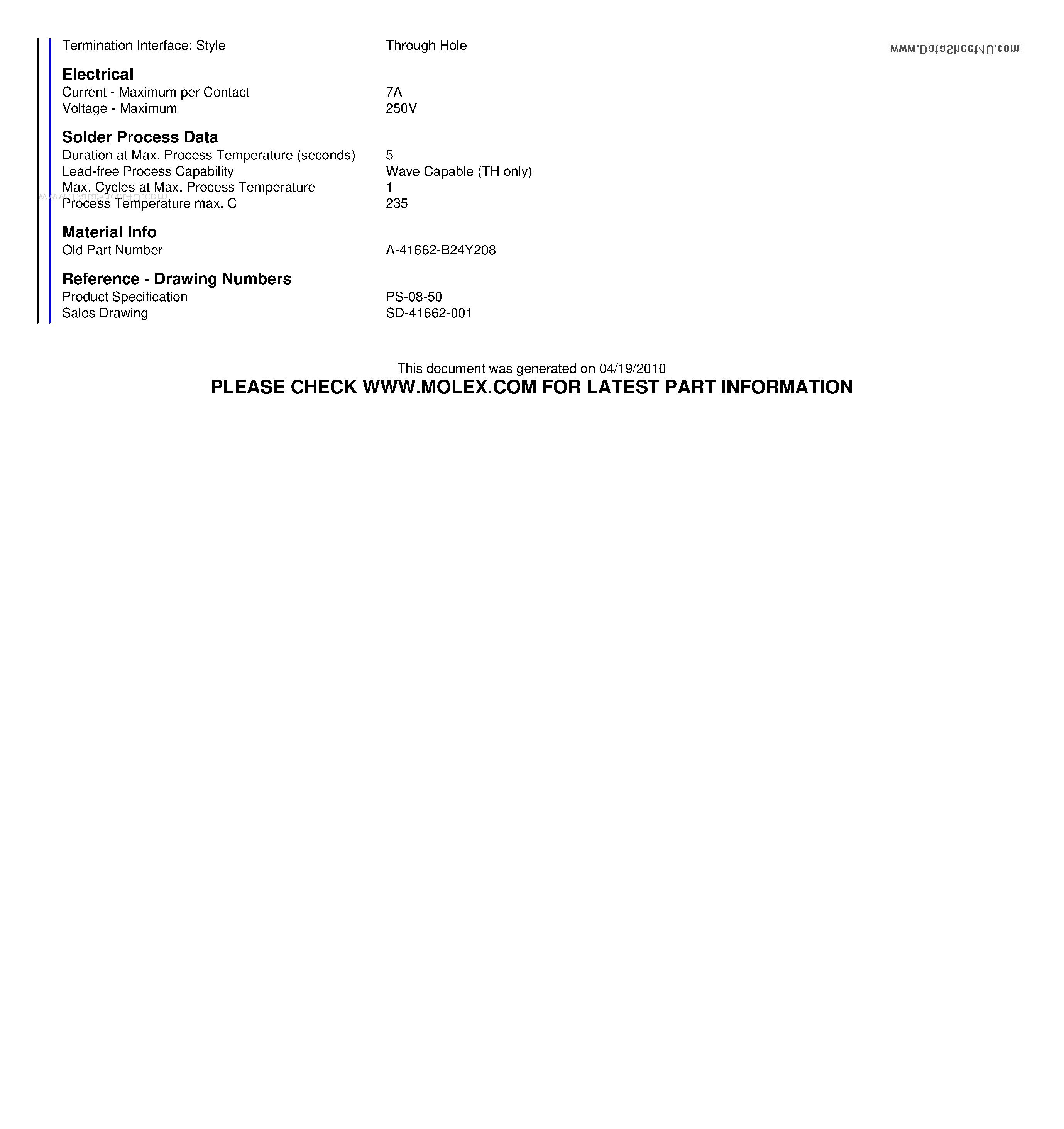 Datasheet A-41662-B24Y208 - 3.96mm (.156) Pitch KK Header Breakaway Right Angle 24 Circuits page 2