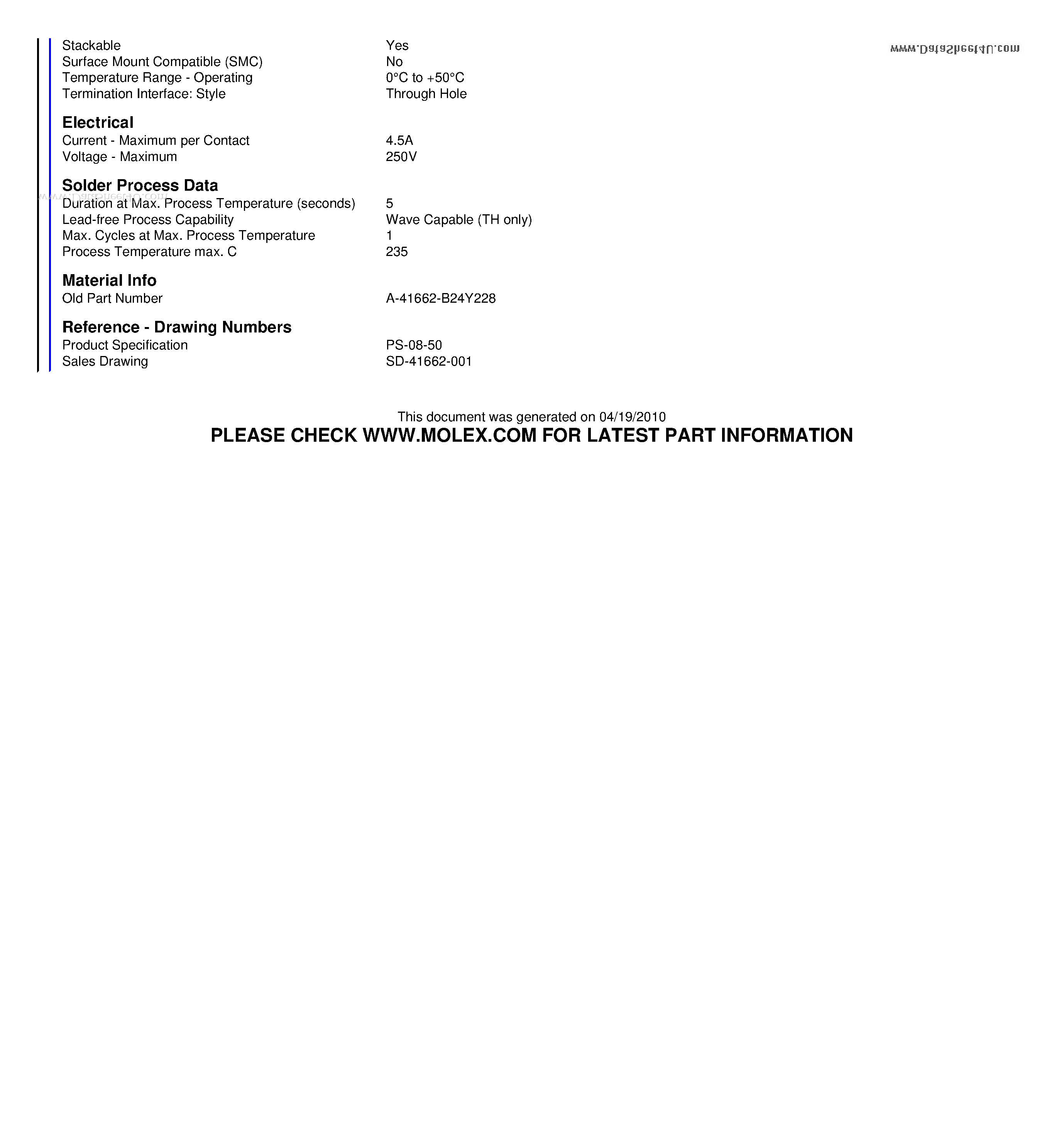Datasheet A-41662-B24Y228 - 3.96mm (.156) Pitch KK Header Breakaway Right Angle 24 Circuits page 2