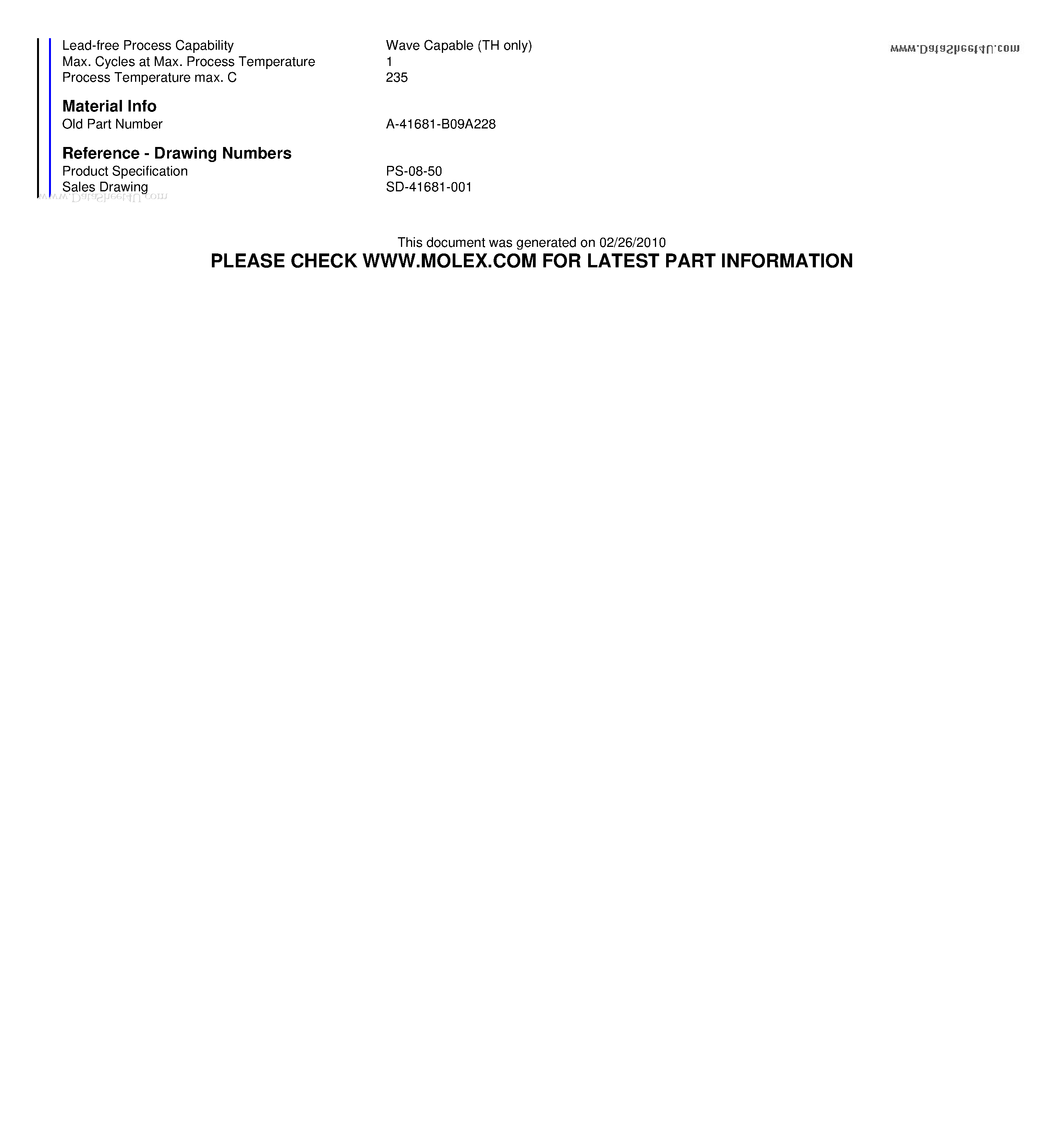 Даташит A-41681-B09A228 - 3.96mm (.156) Pitch KK Header Breakaway Vertical Polarizing Wall 9 Circuits страница 2