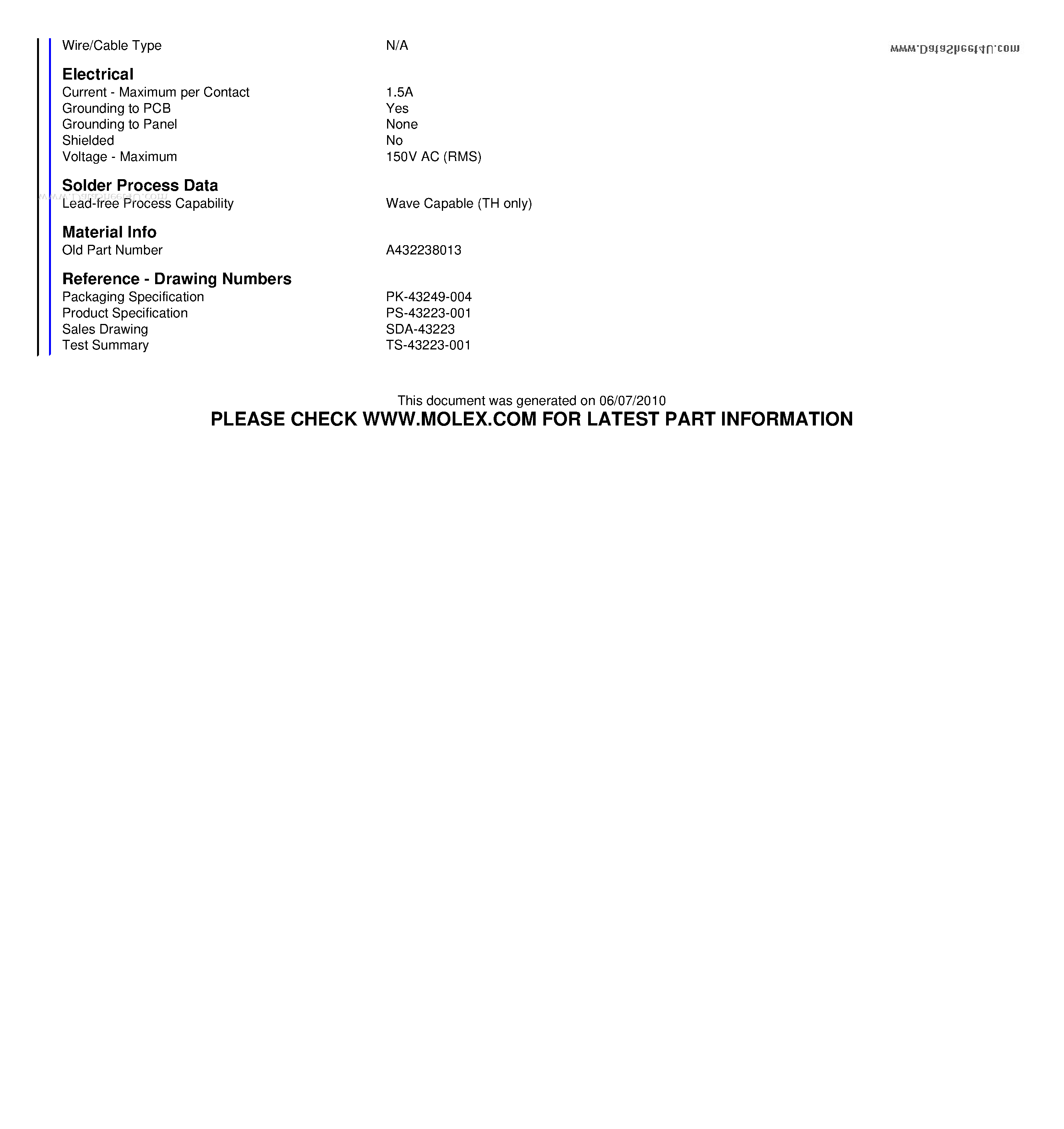 Datasheet A432238013 page 2 Datasheet A432238013 - Modular Jack Right Angle Low Profile 8/10 6 Ports page 2