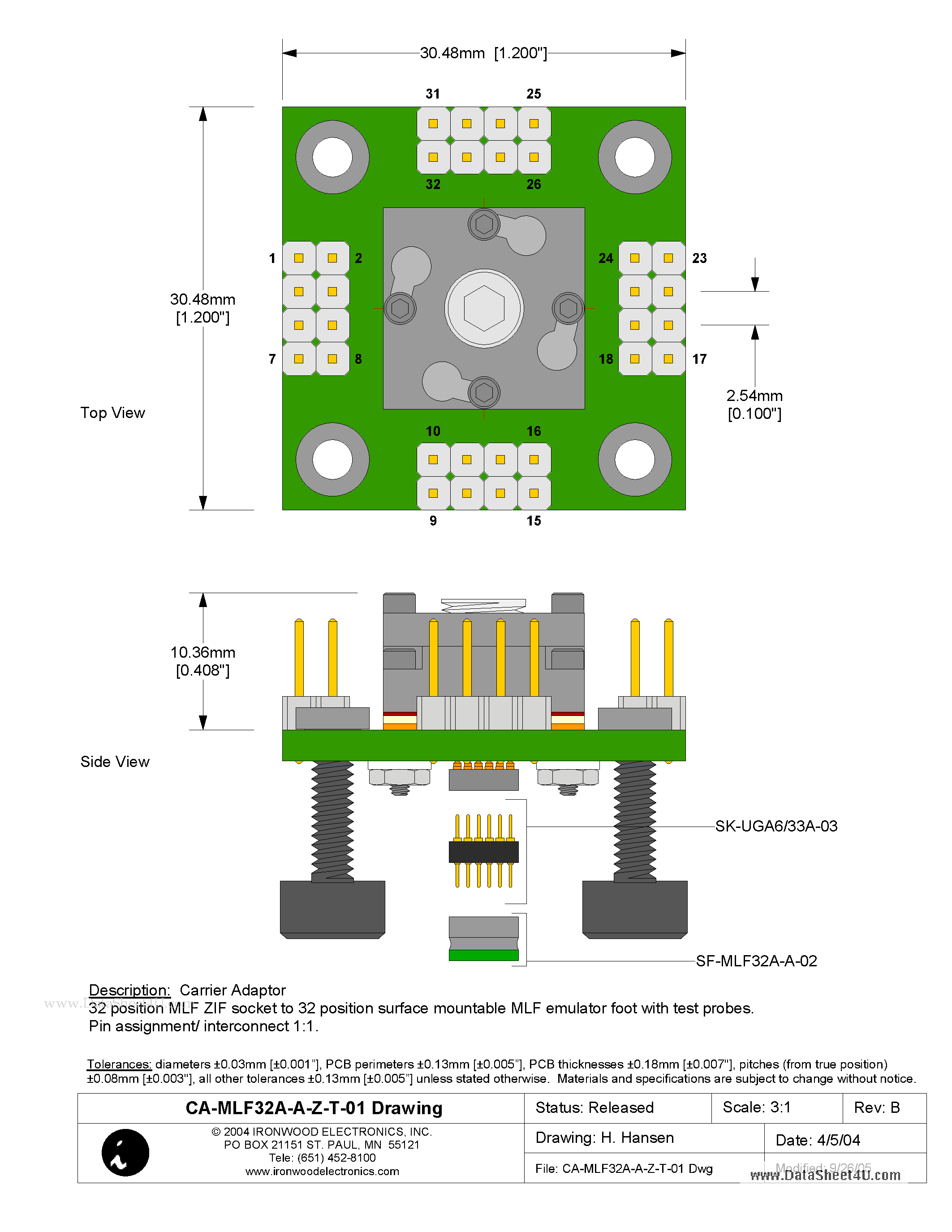 Datasheet CA-MLF32A-A-Z-T-01 page 1 Datasheet CA-MLF32A-A-Z-T-01 - Carrier Adaptor page 1