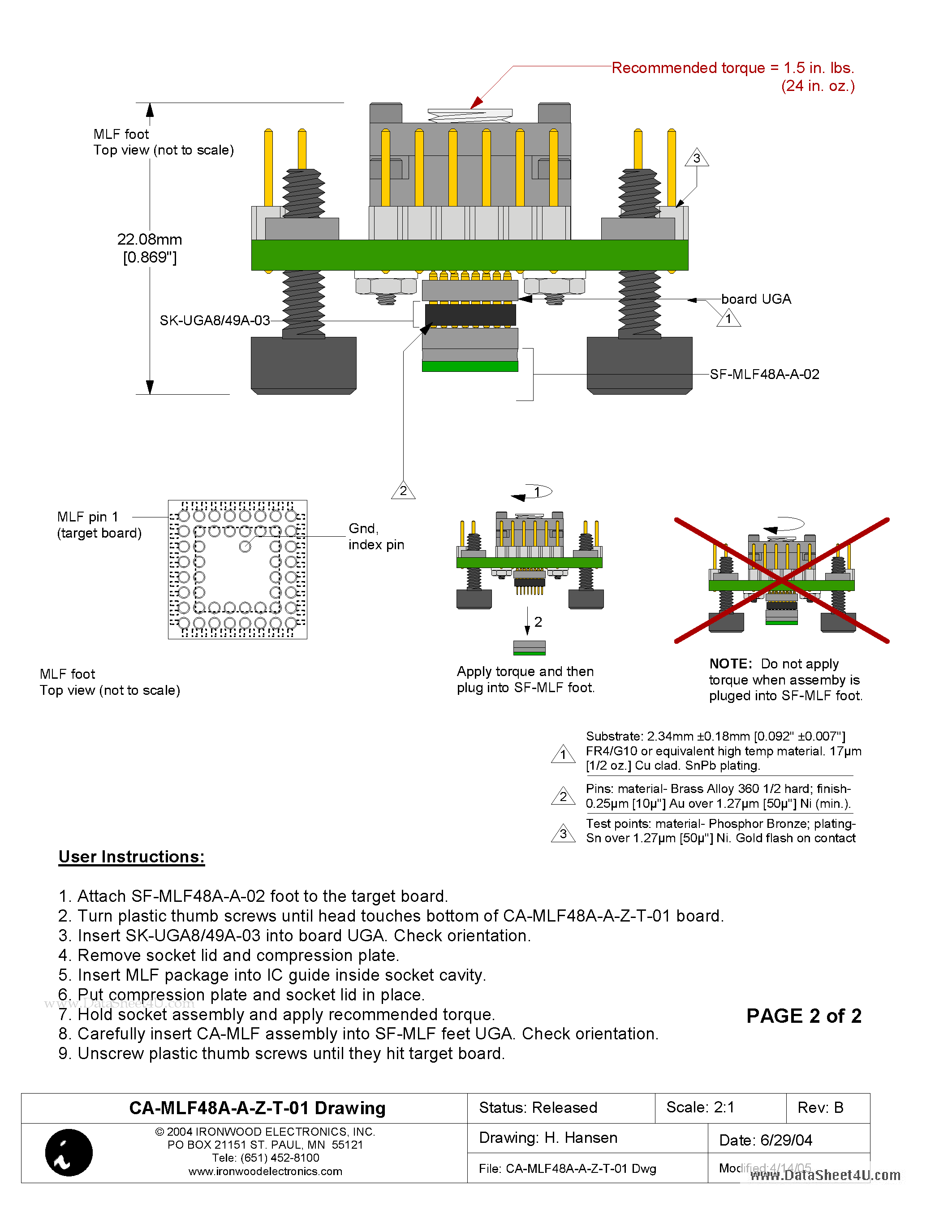 Datasheet CA-MLF48A-A-Z-T-01 - Carrier Adaptor page 2