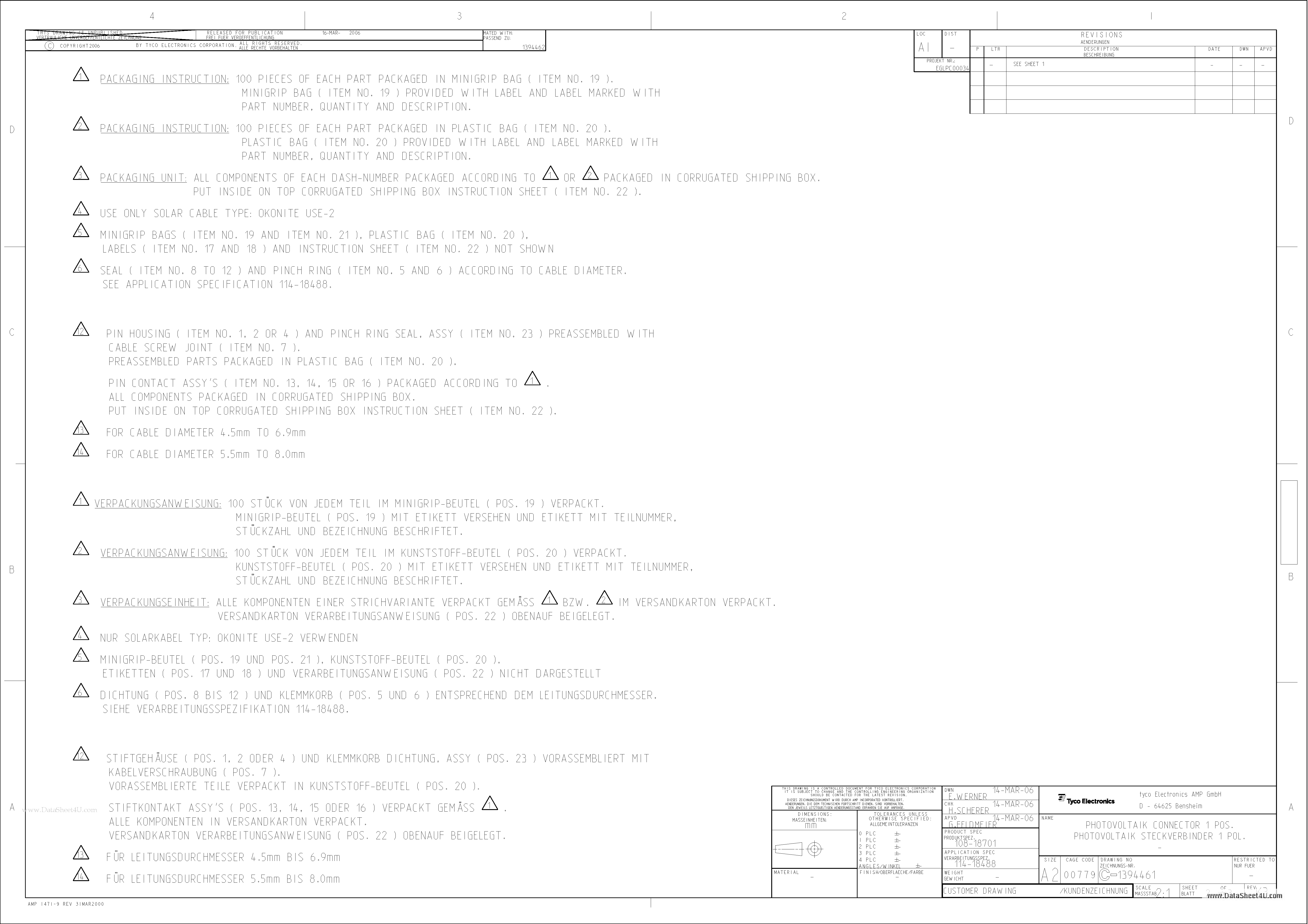 Datasheet C-1394461 - PHOTOVOLTAIK CONNECTOR 1POS page 2