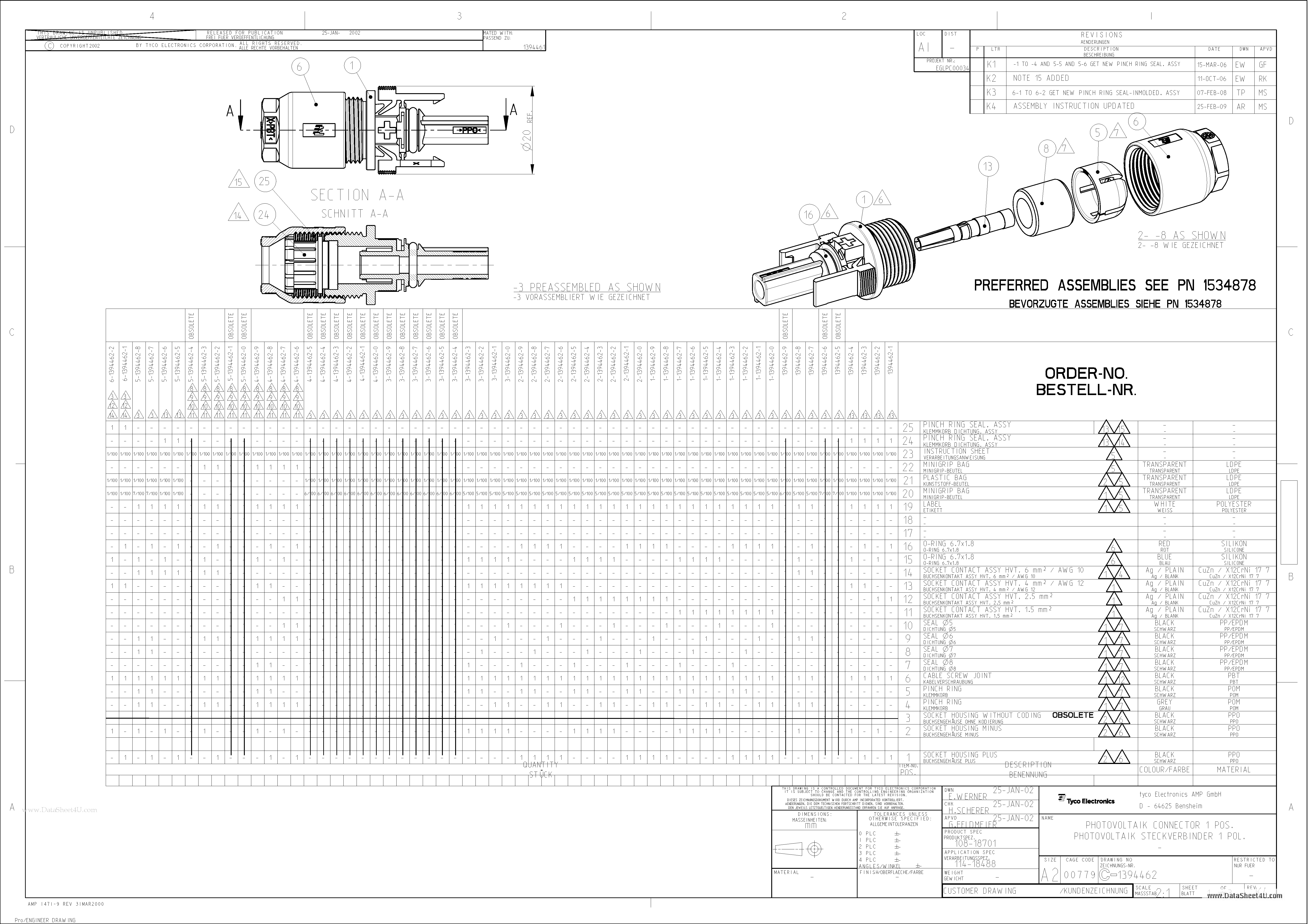 Datasheet C-1394462 page 1 Datasheet C-1394462 - PHOTOVOLTAIK CONNECTOR 1POS page 1