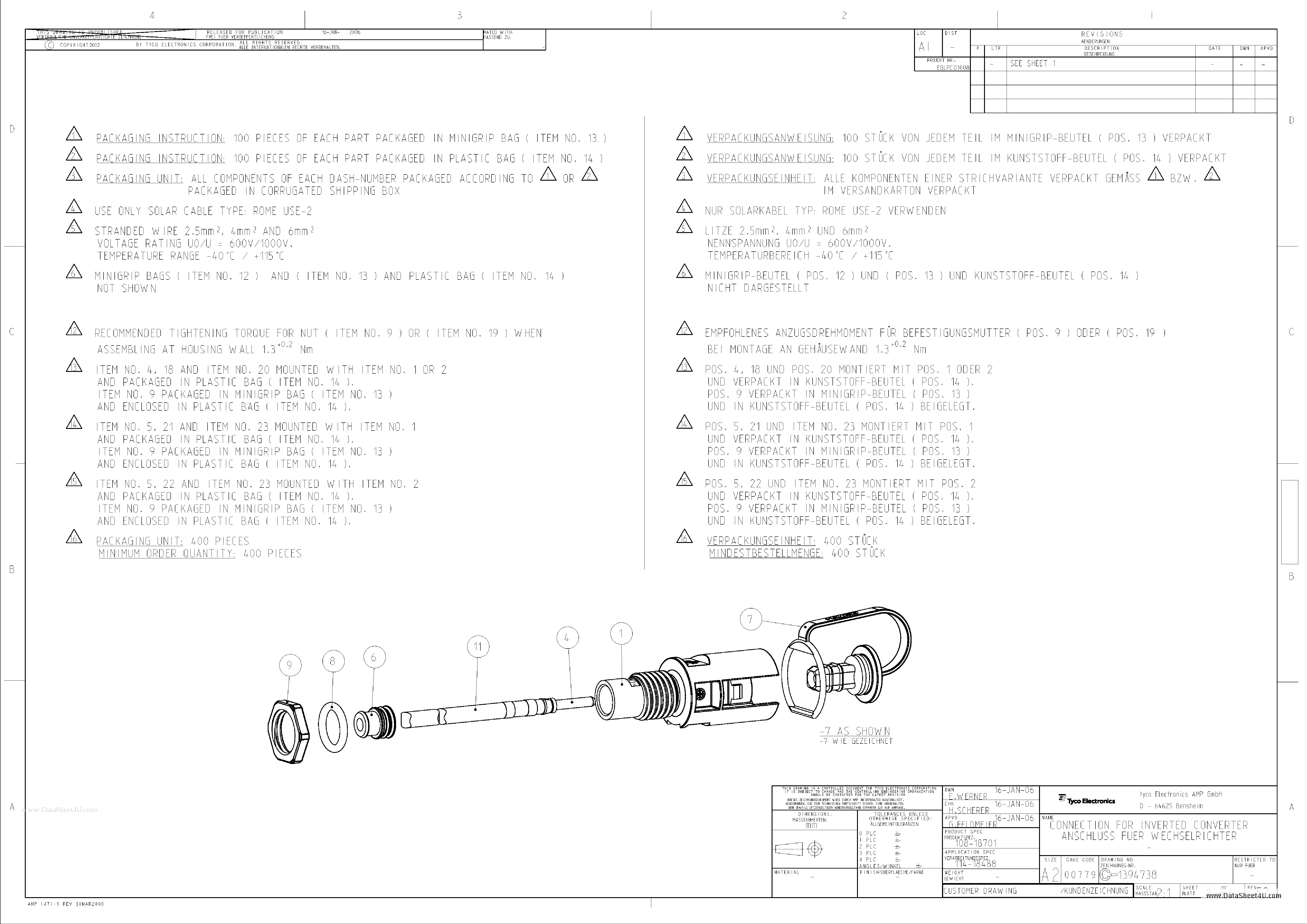 Datasheet C-1394738 - CONNECTION FOR INVERTED CONVERTER ANSCHLUSS FUER WECHSELRICHTER page 2
