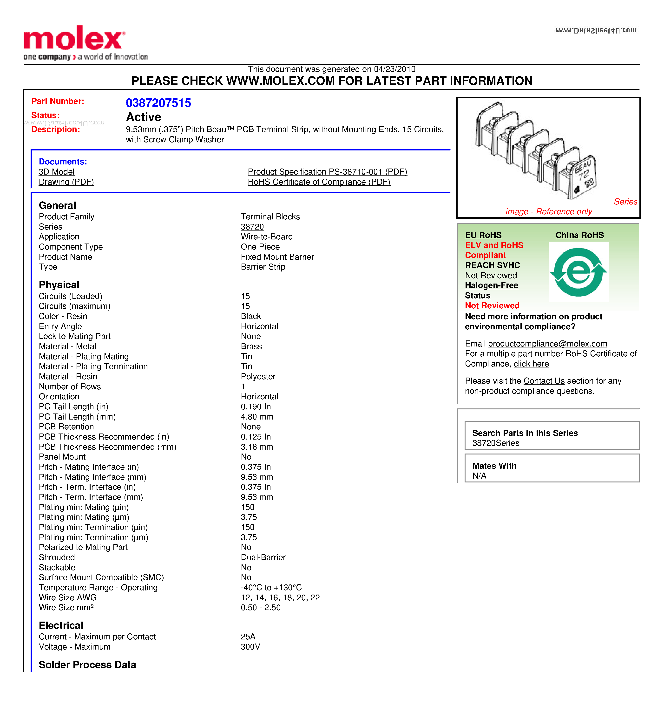 Даташит на микросхему 72515-C-50 страница 1 Даташит 72515-C-50 - 9.53mm (.375) Pitch Beau PCB Terminal Strip страница 1
