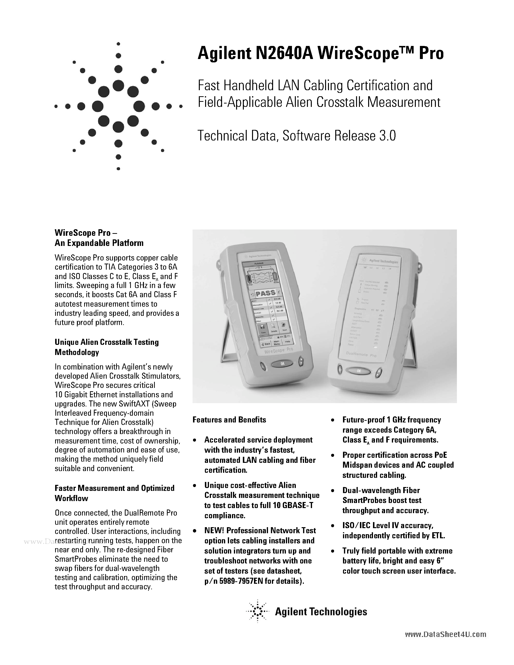 Datasheet N2640A - Technical Data Software Release 3.0 page 1