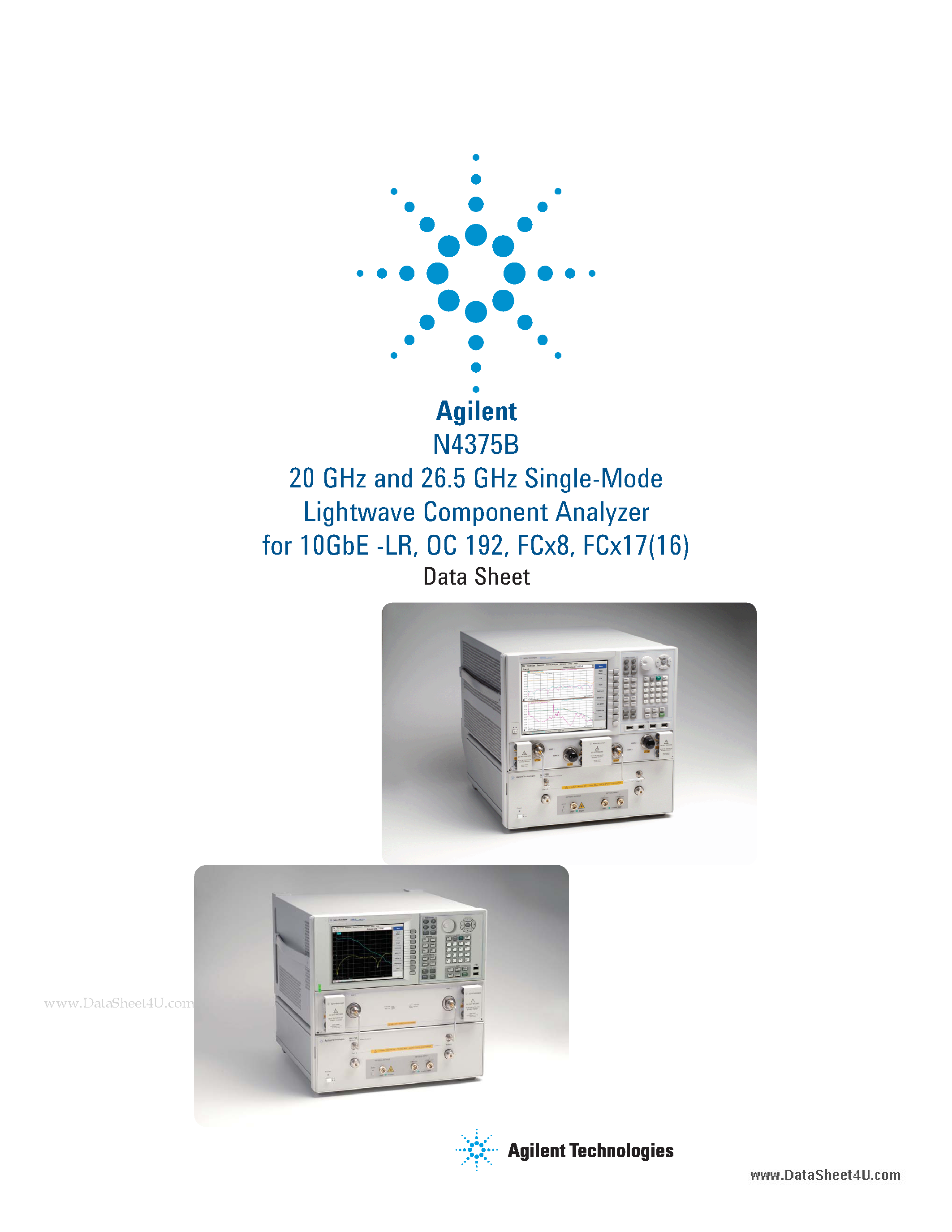 Datasheet N4375B - 20 GHz and 26.5 GHz Single-Mode Lightwave Component Analyzer page 1
