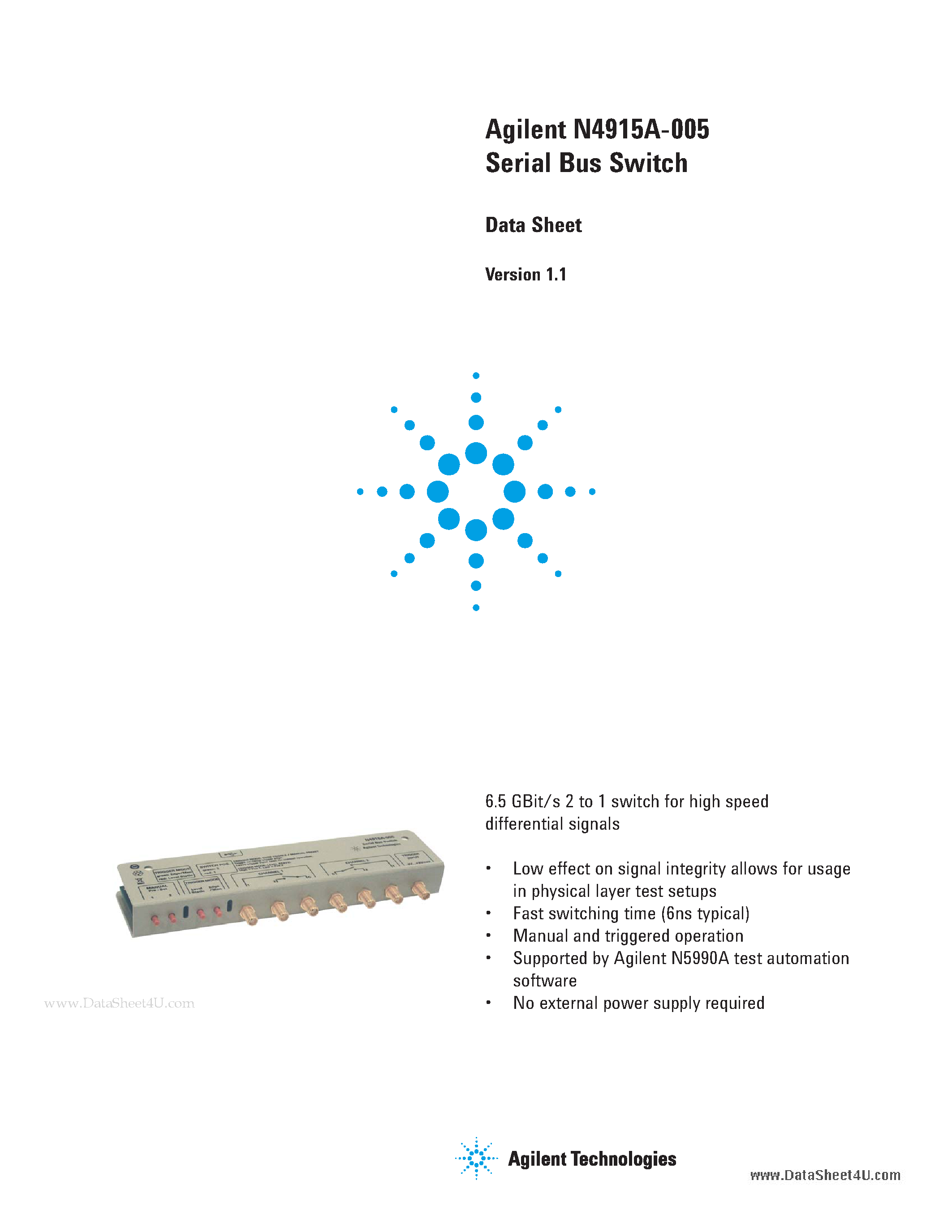 Datasheet N4915A-005 page 1 Datasheet N4915A-005 - Bus Switch page 1