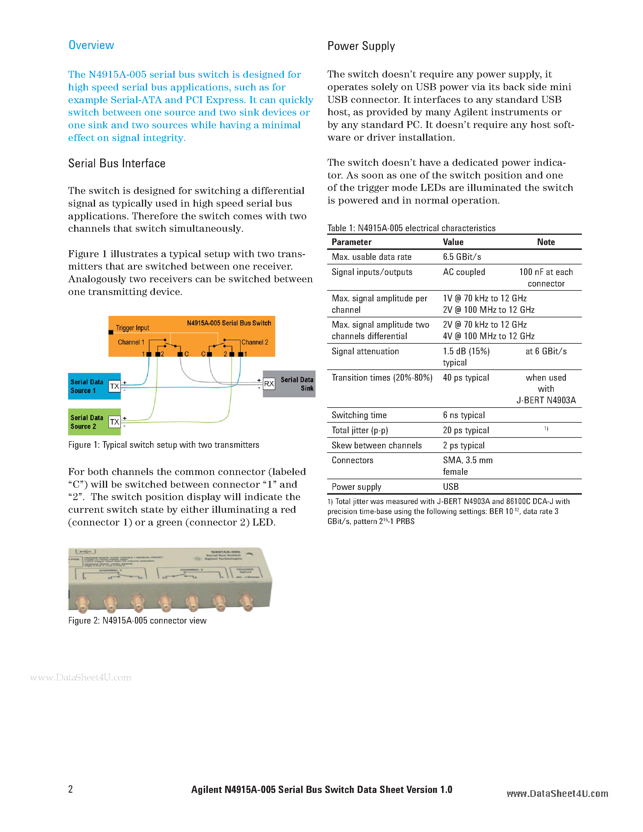 Datasheet N4915A-005 page 2 Datasheet N4915A-005 - Bus Switch page 2
