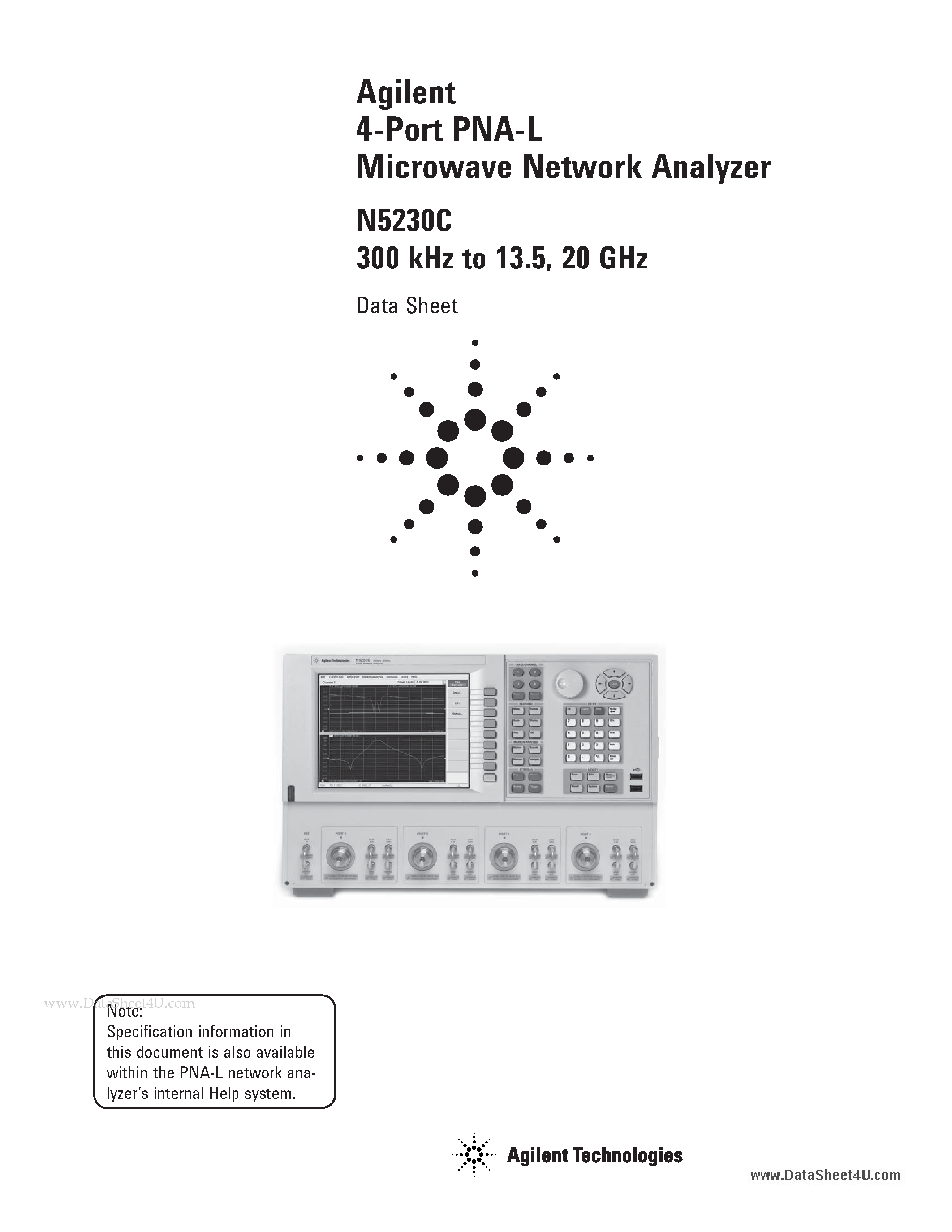Даташит N5230C - 4-Port PNA-L Microwave Network Analyzer страница 1