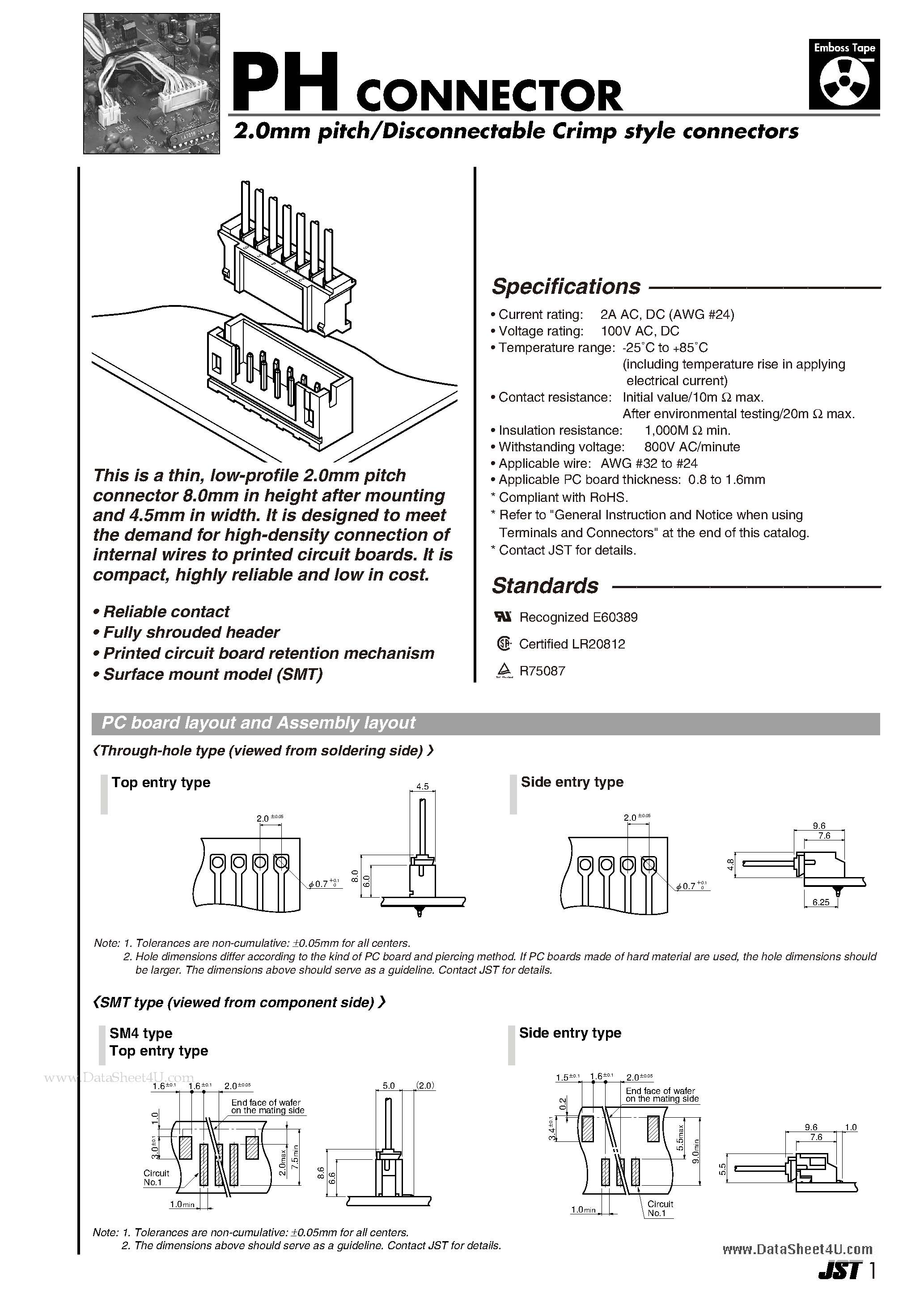 Datasheet S7B-PH - Disconnectable Crimp style connectors page 1