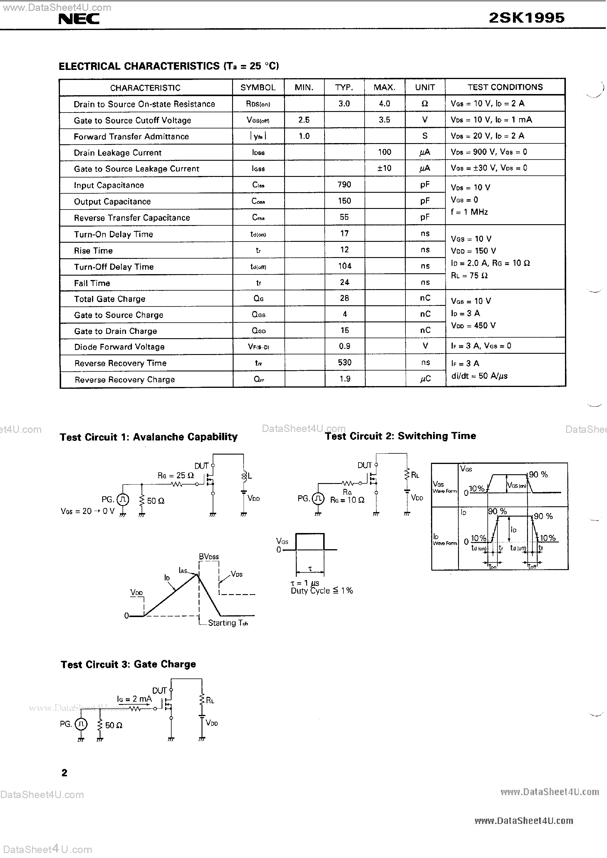 Datasheet K1995 - Search -----> 2SK1995 page 2