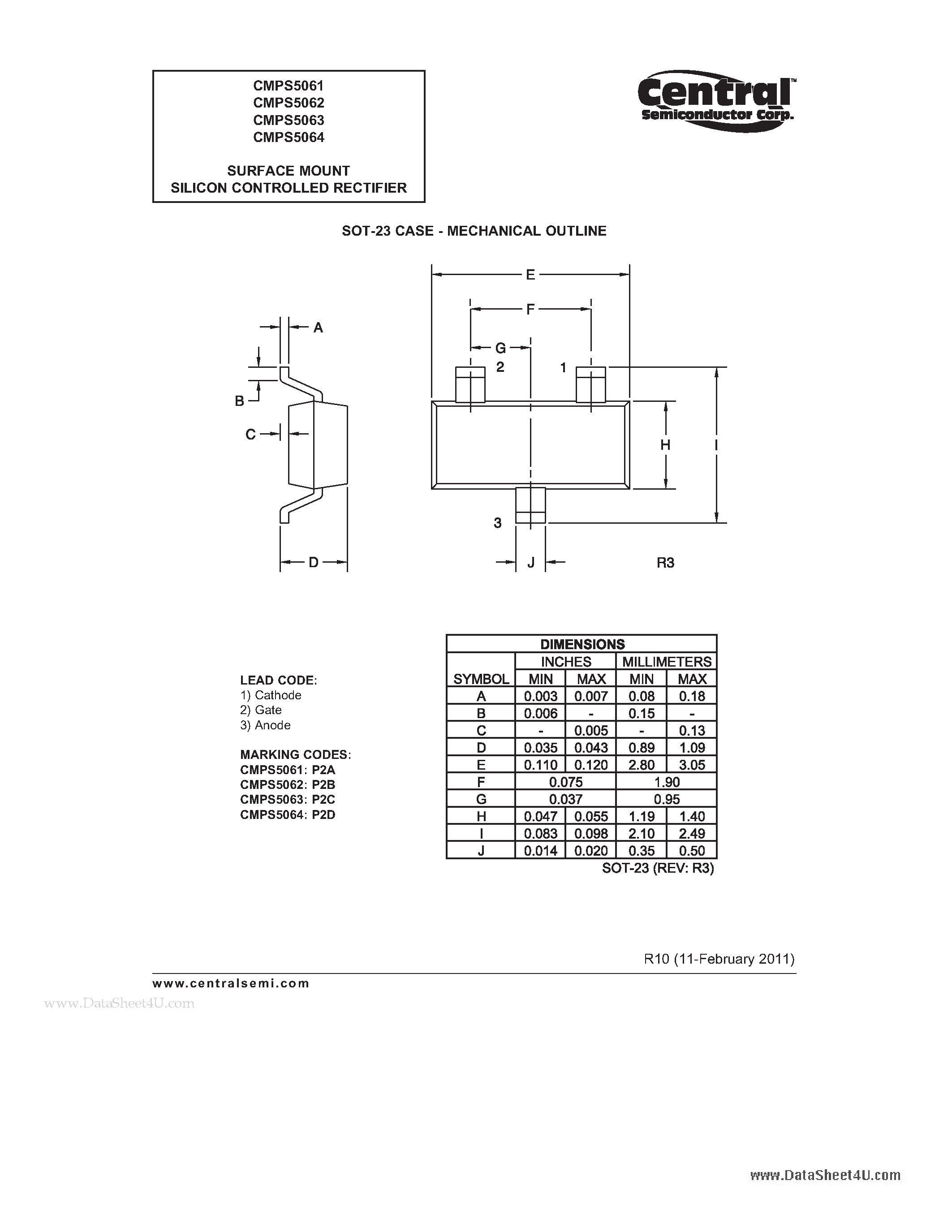 Datasheet CMPS5061 page 2 Datasheet CMPS5061 - SURFACE MOUNT SILICON CONTROLLED RECTIFIER page 2