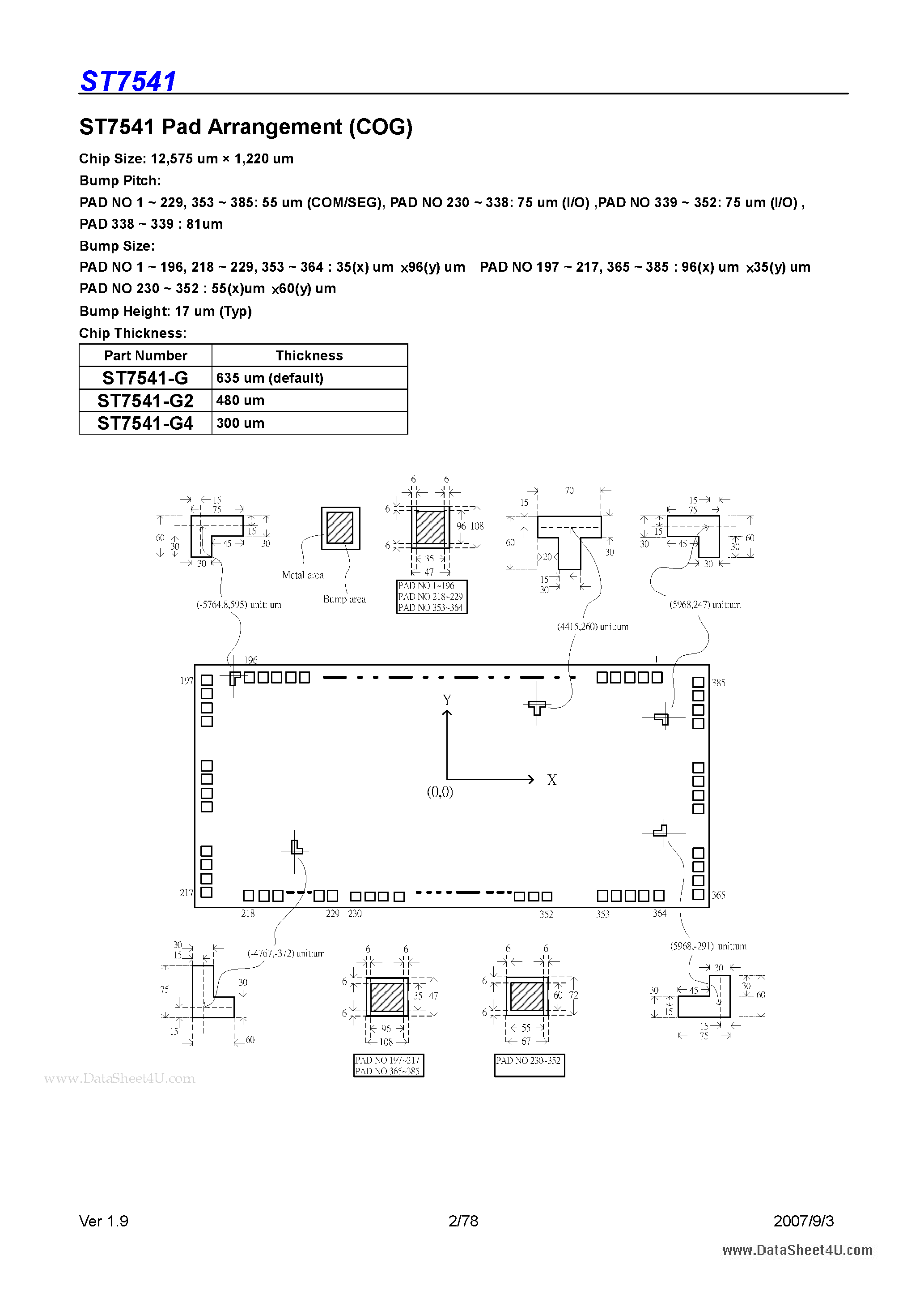 Datasheet ST7541 page 2 Datasheet ST7541 - 4 Gray Scale Dot Matrix LCD Controller/Driver page 2
