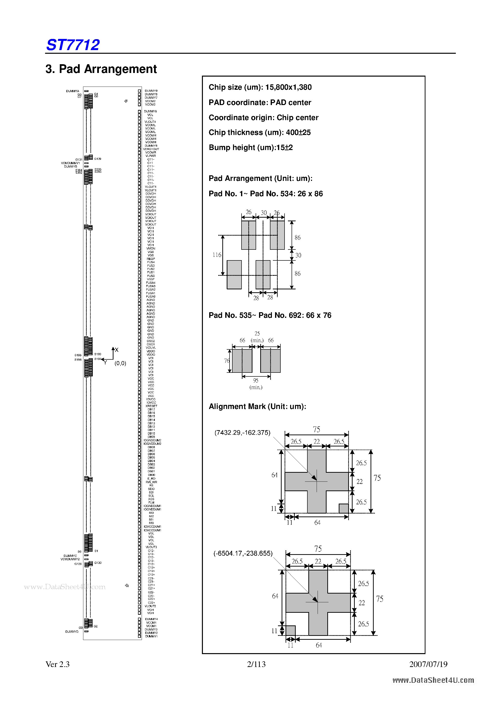 Datasheet ST7712 page 2 Datasheet ST7712 - 262K Color Single-Chip TFT Controller/Driver page 2