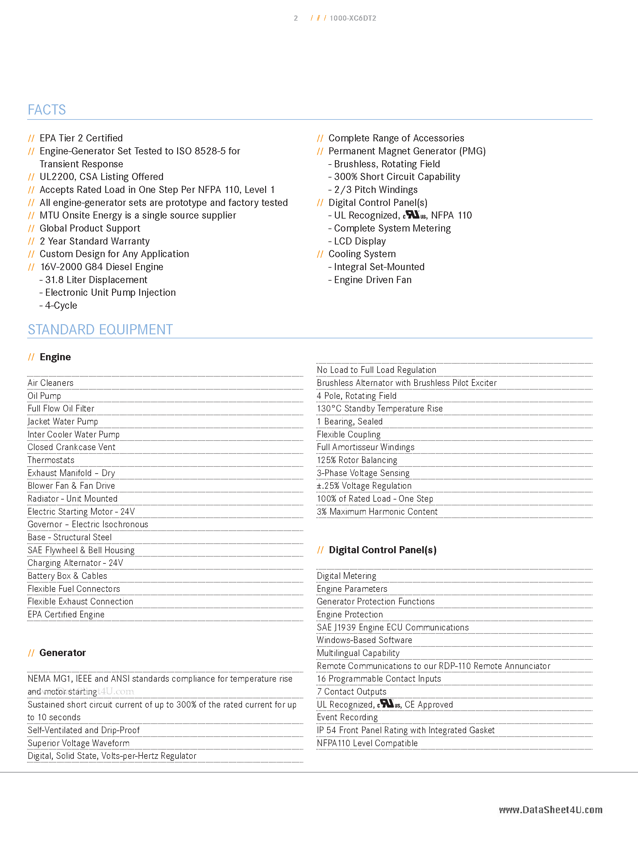Datasheet 1000-XC6DT2 page 2 Datasheet 1000-XC6DT2 - DIESEL ENGINE-GENERATOR SET page 2