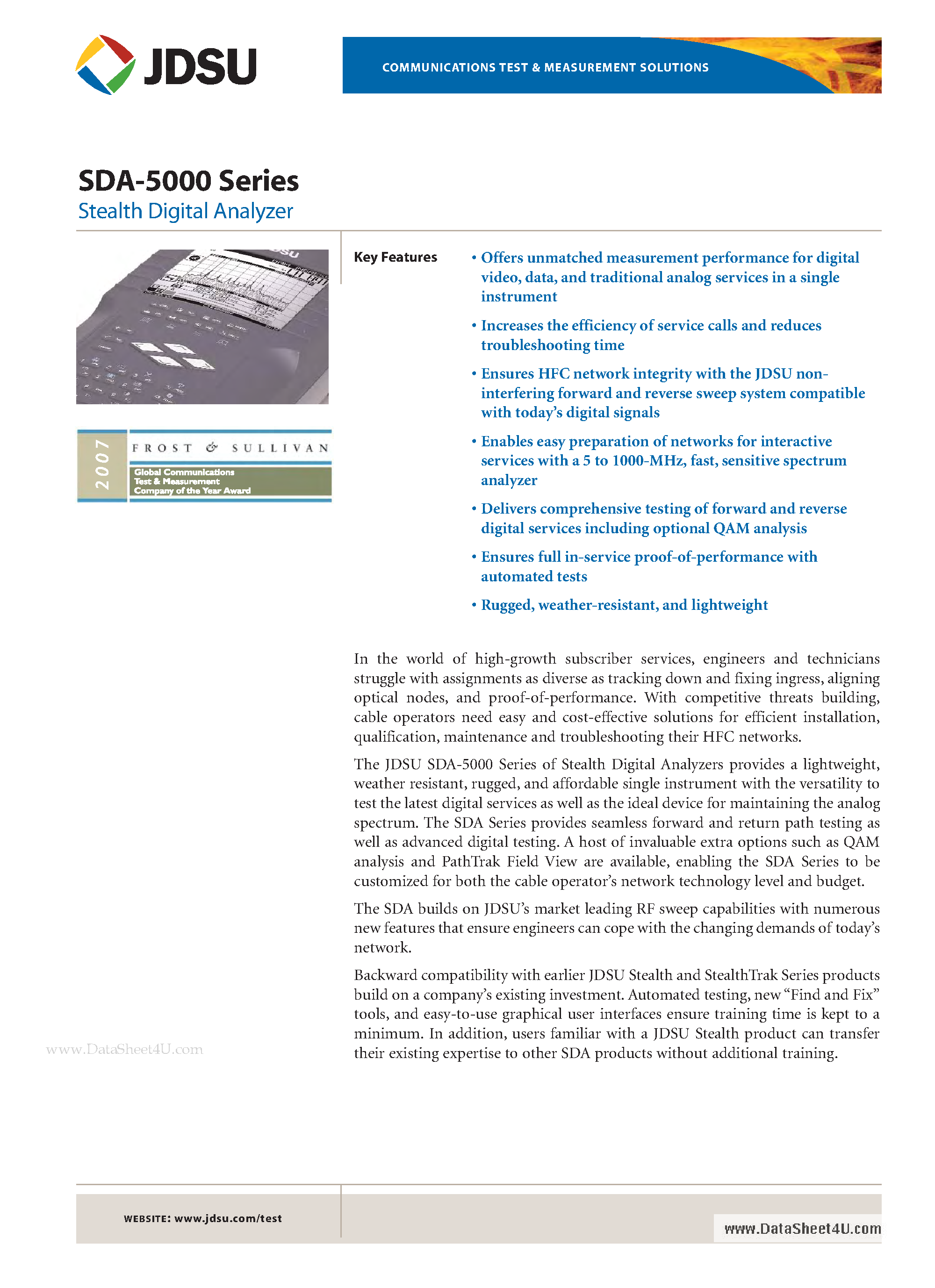 Даташит SDA-5000 - Stealth Digital Analyzer страница 1