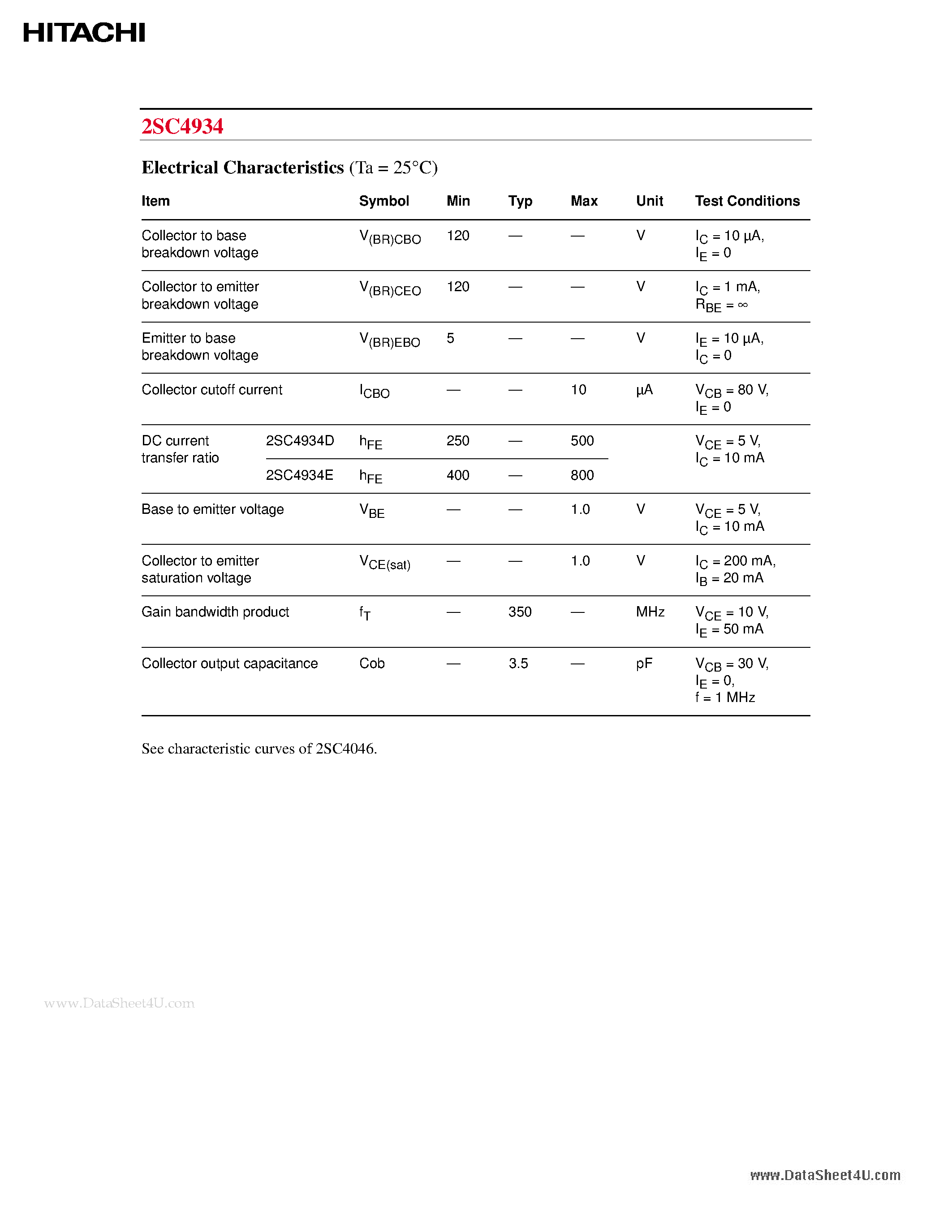 Datasheet 2SC4934 - Silicon NPN Epitaxial page 2