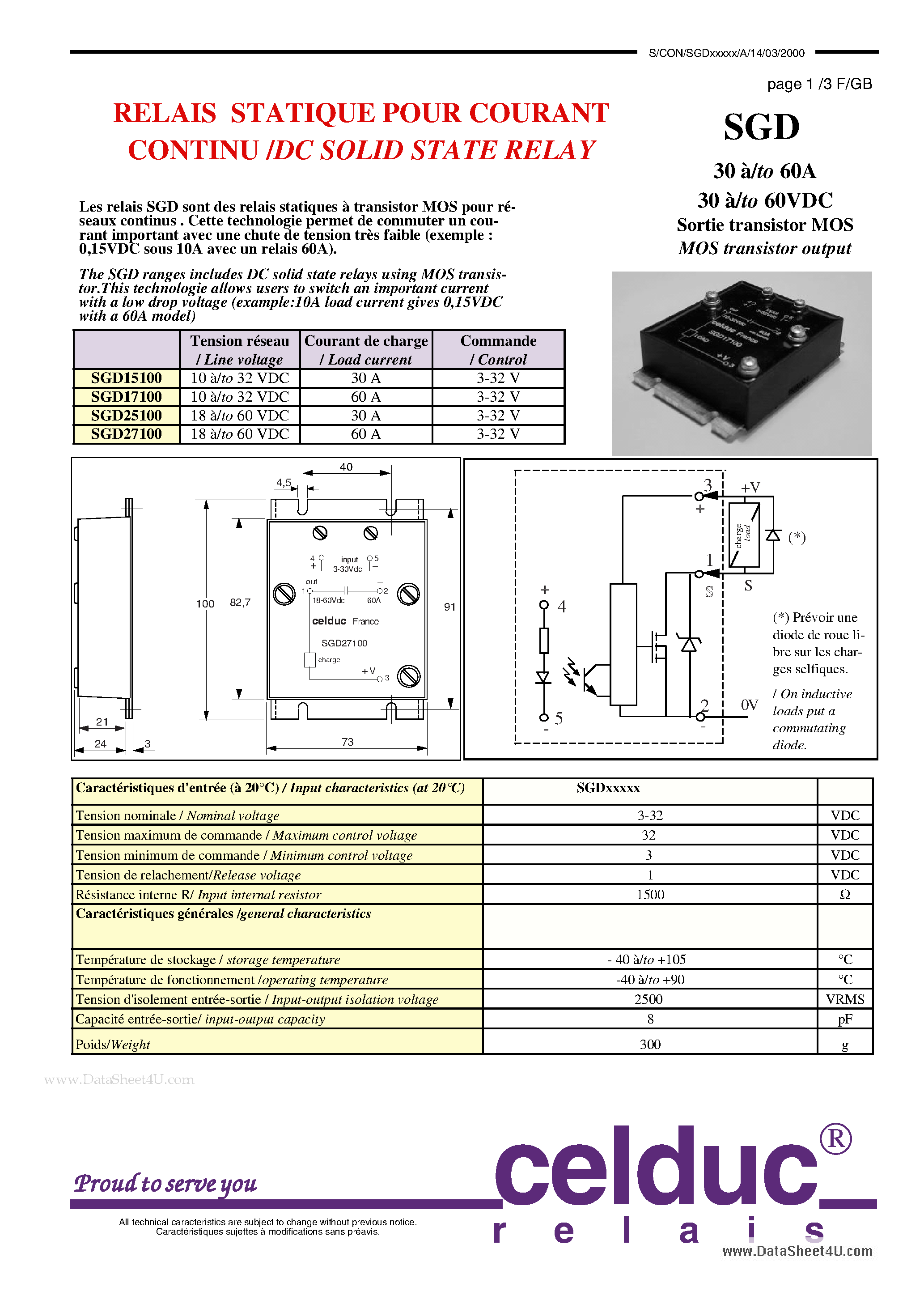 Datasheet SGD15100 - DC SOLID STATE RELAY page 1