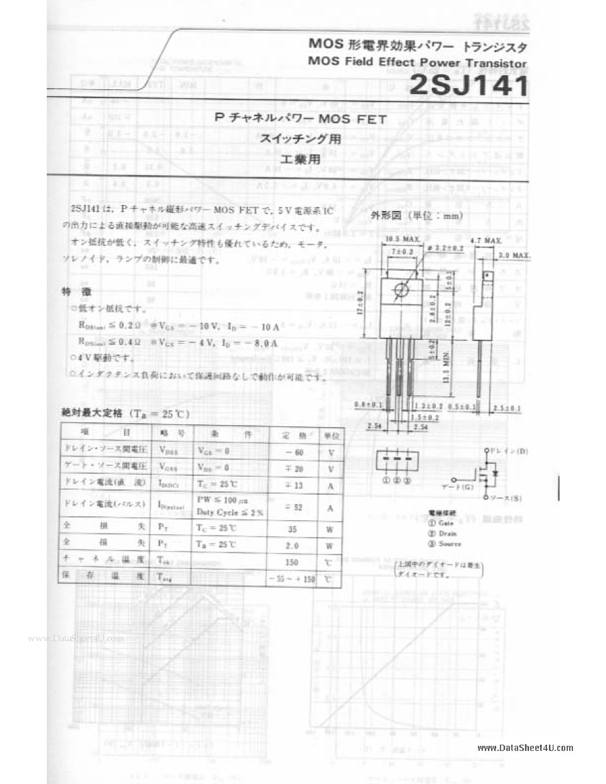Datasheet J141 page 1 Datasheet J141 - Search -----> 2SJ141 page 1