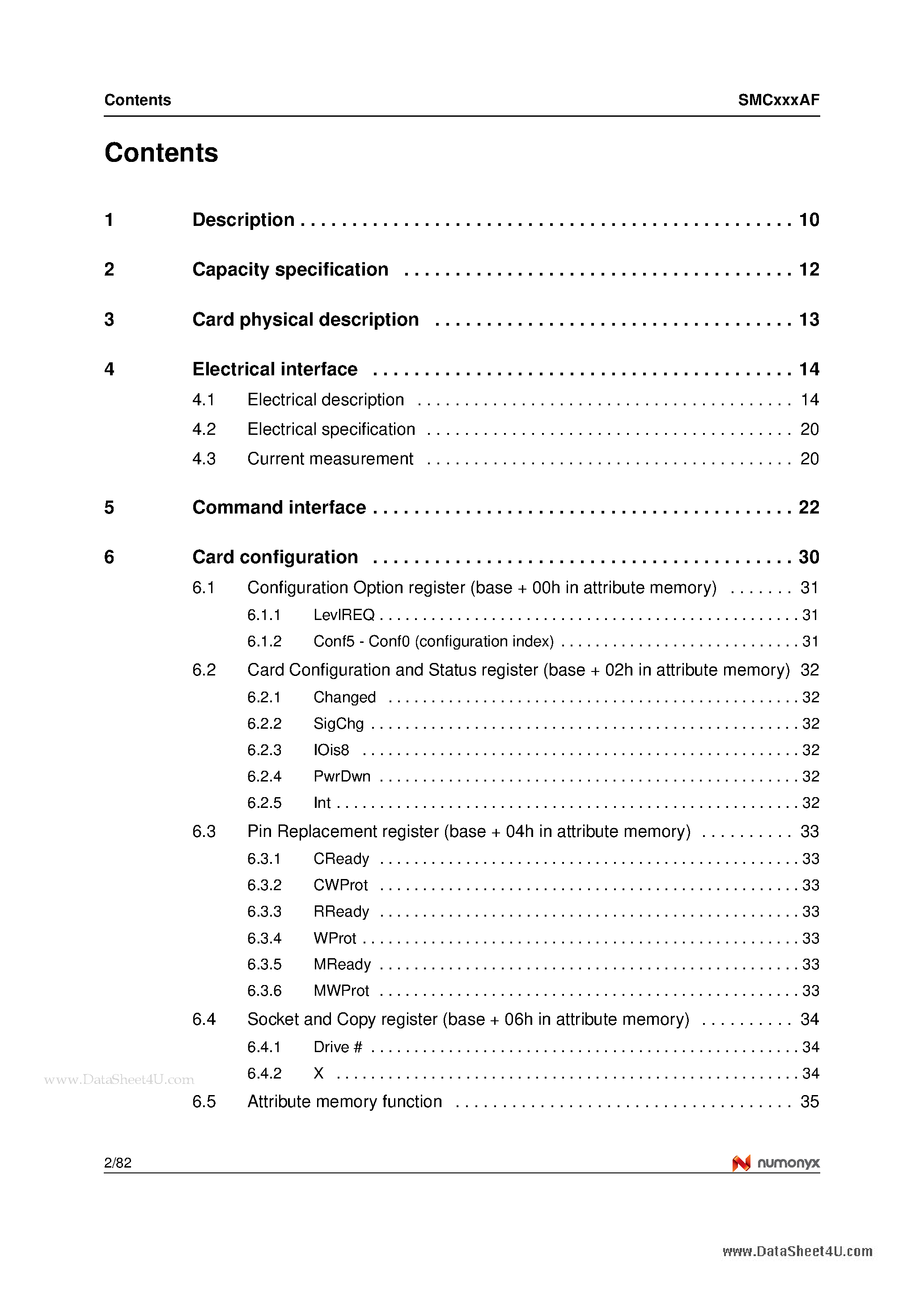 Datasheet SMC032AF - (SMCxxxAF) 256 Mbyte and 512 Mbyte 3.3V / 5V supply CompactFlash card page 2