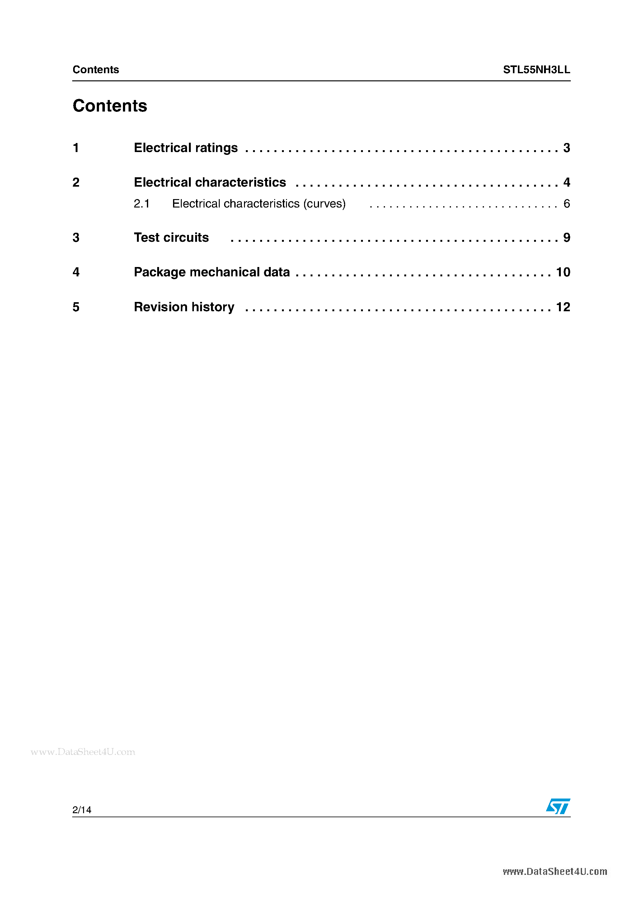 Datasheet STL55NH3LL - N-channel Power MOSFET page 2