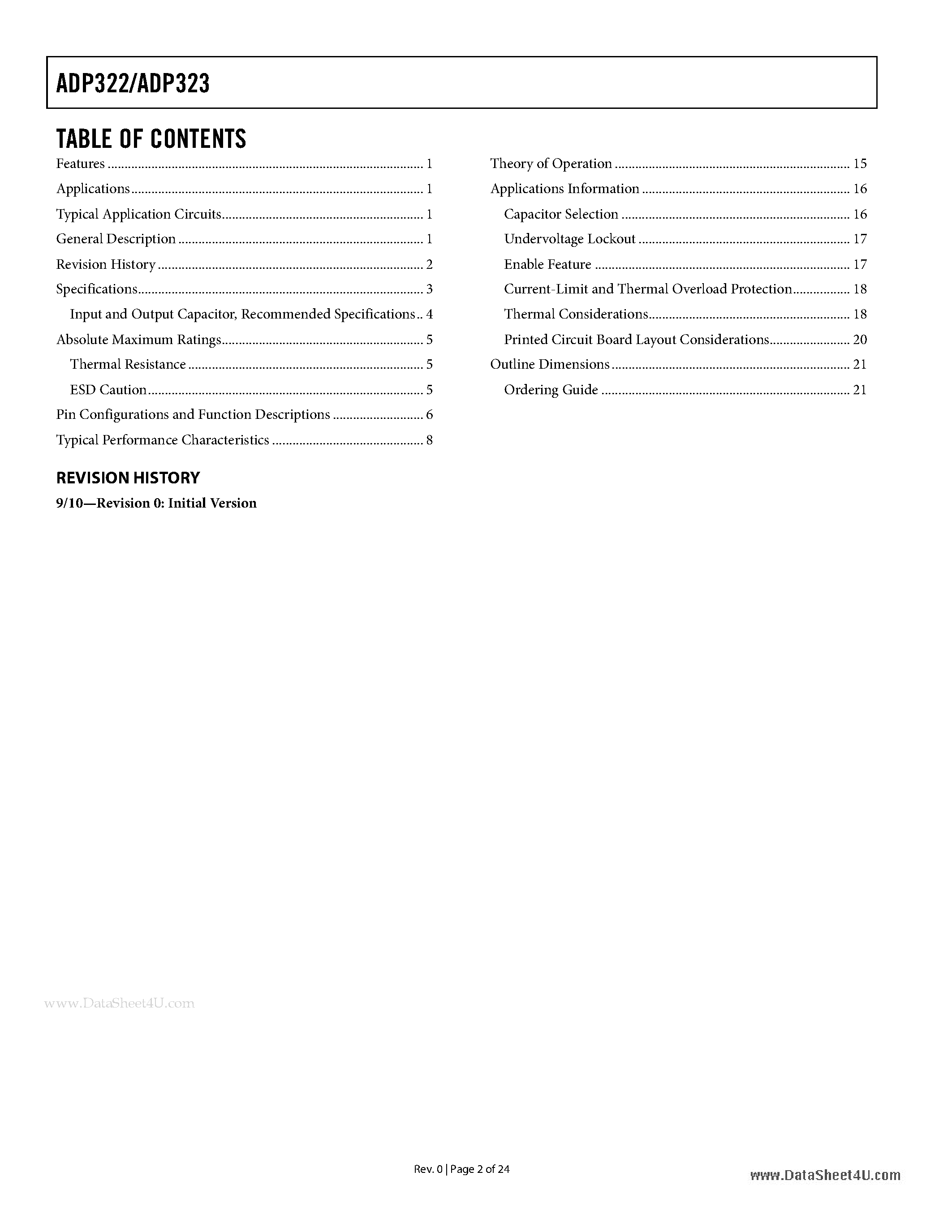 Datasheet ADP322 - (ADP322 / ADP323) High PSRR Voltage Regulator page 2