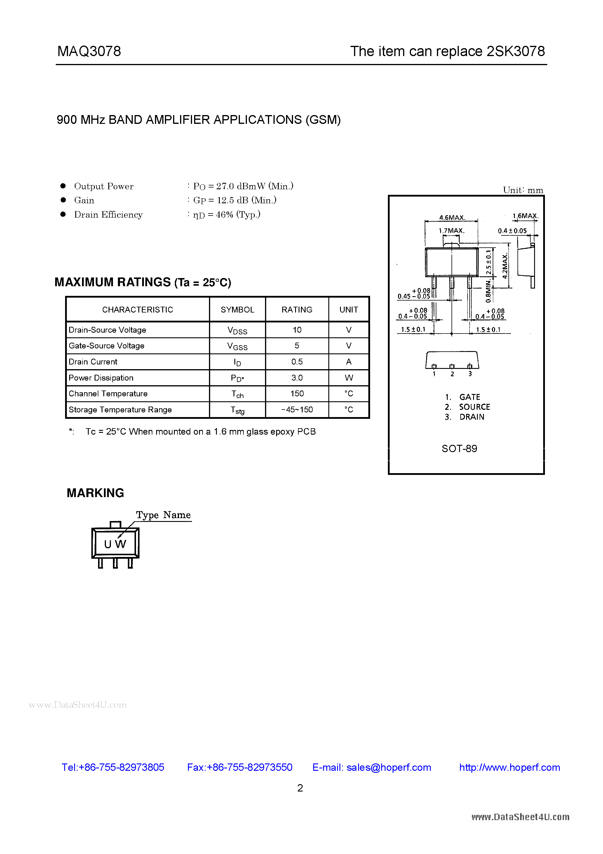 Datasheet MAQ3078 - N-CHANNEL MOS TYPE page 2