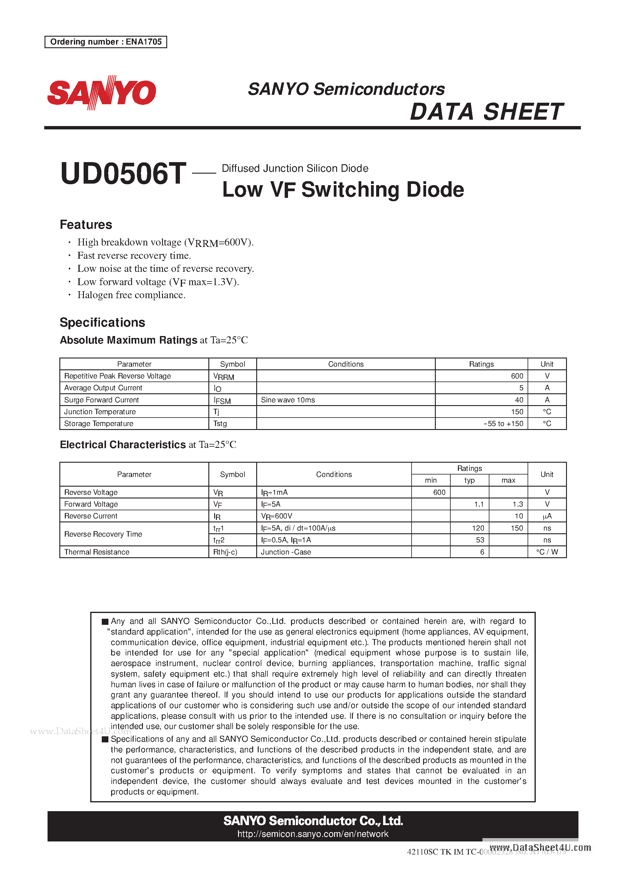Datasheet UD0506T page 1 Datasheet UD0506T - Rectifier Diode page 1