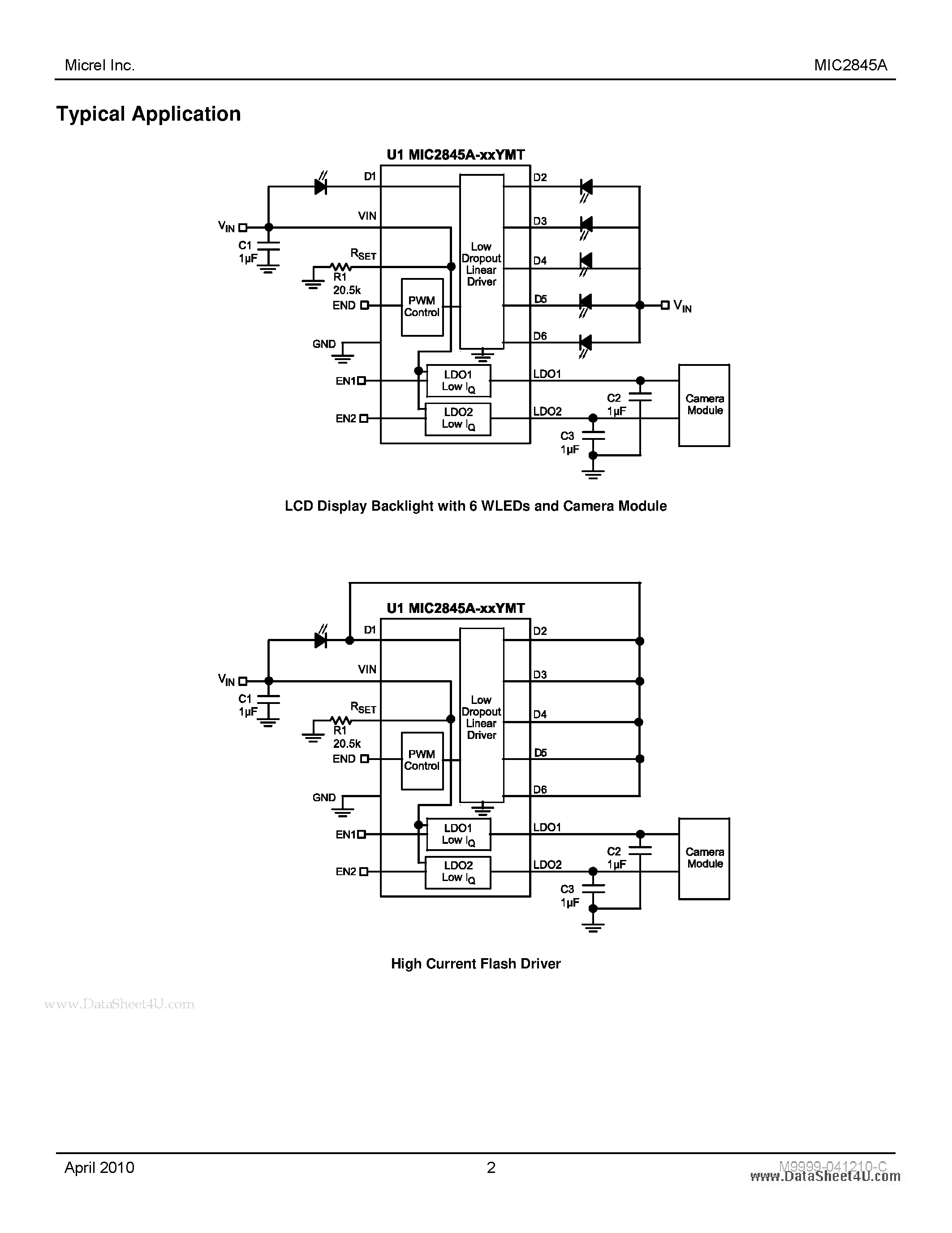 Datasheet MIC2845A - High Efficiency 6 Channel Linear WLED Driver page 2