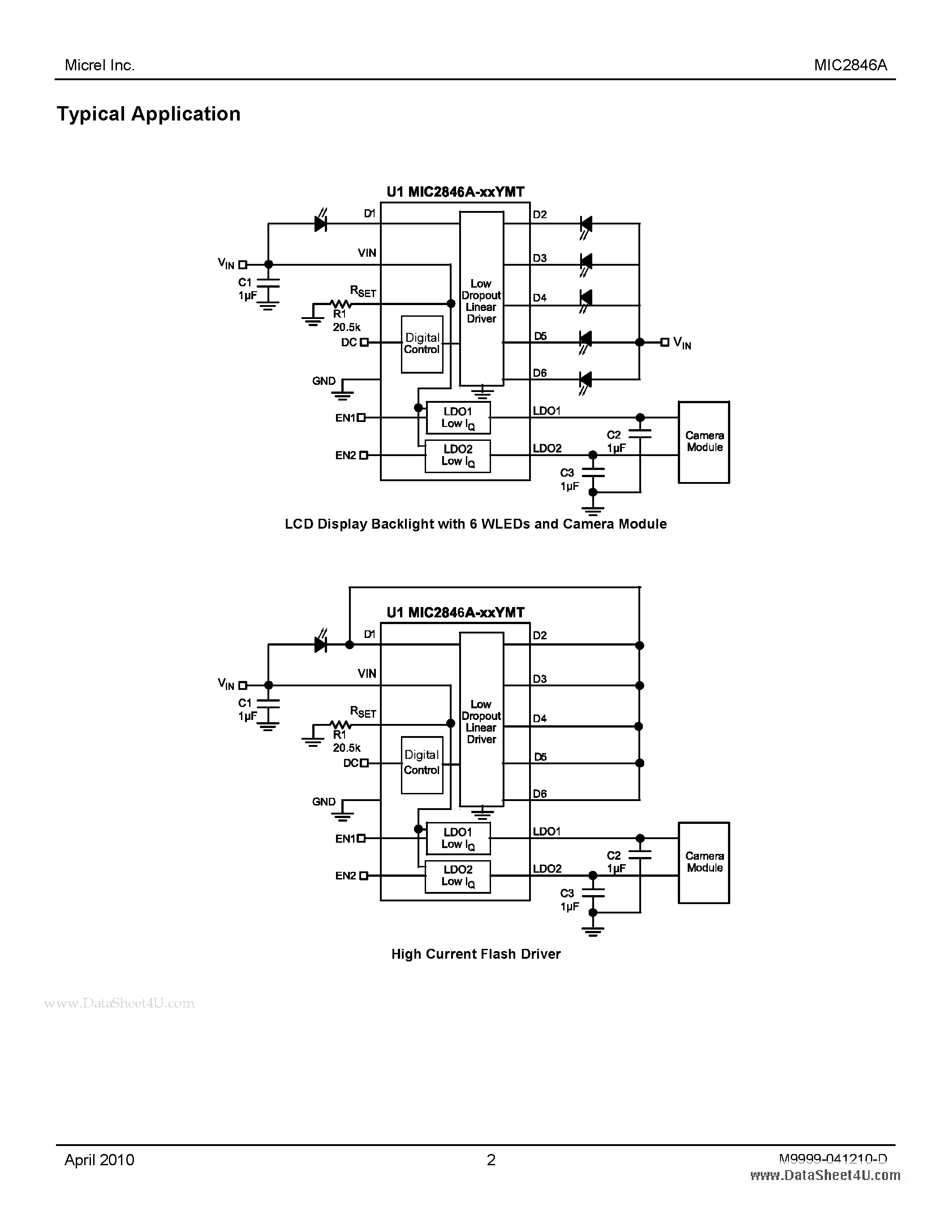 Datasheet MIC2846A - High Efficiency 6 Channel Linear WLED Driver page 2