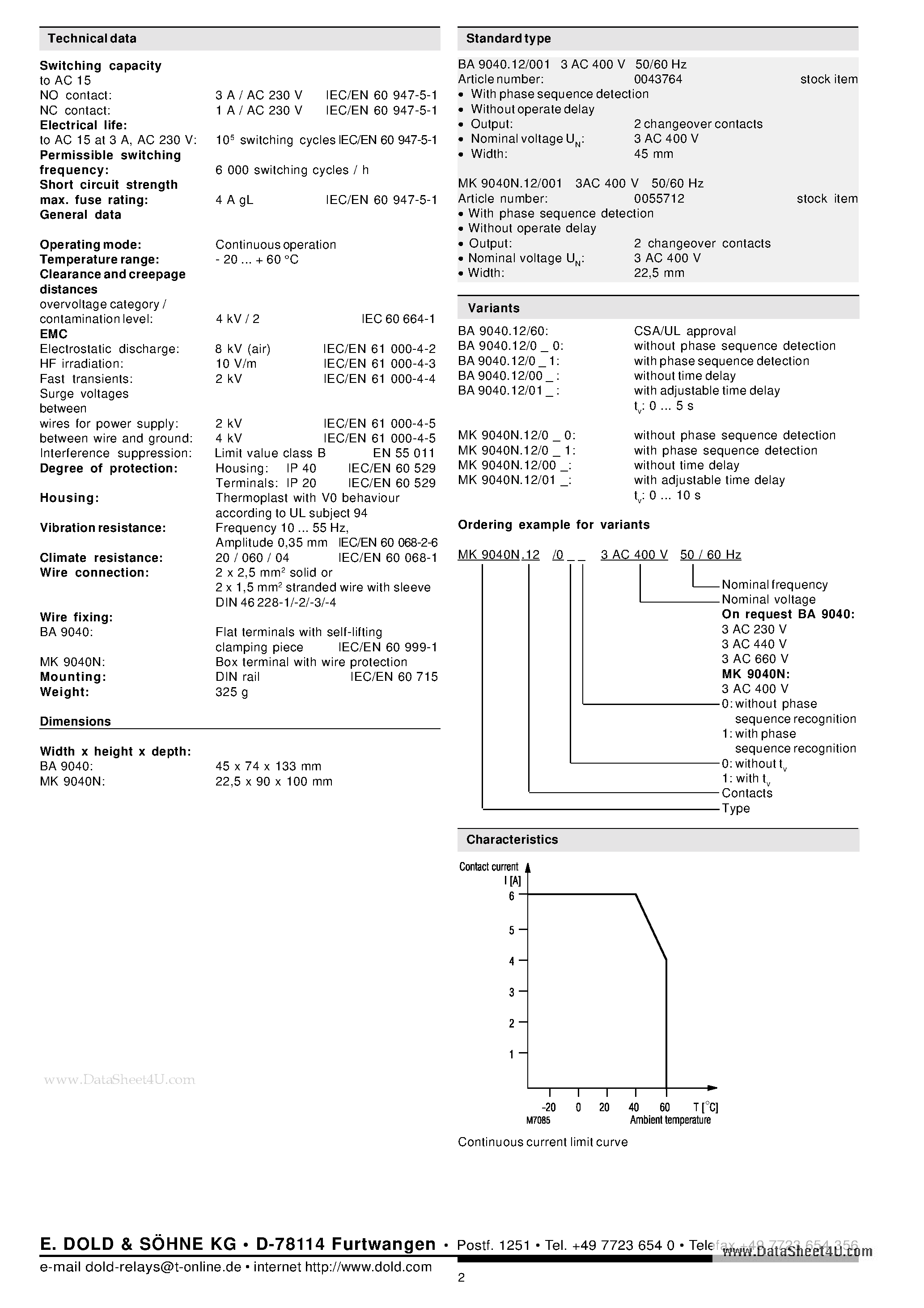 Даташит MK9040N - Asymmetry relay страница 2