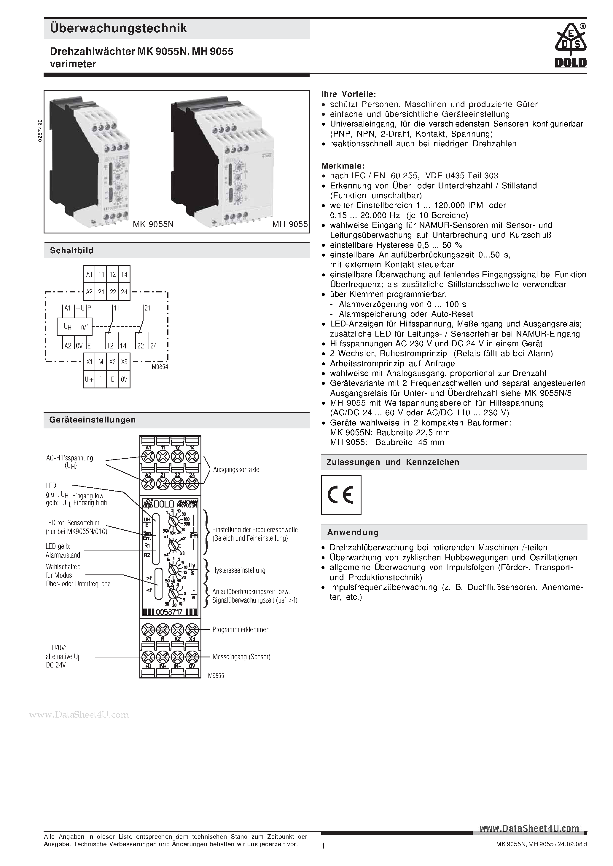 Даташит MK9055N - Asymmetry relay страница 1