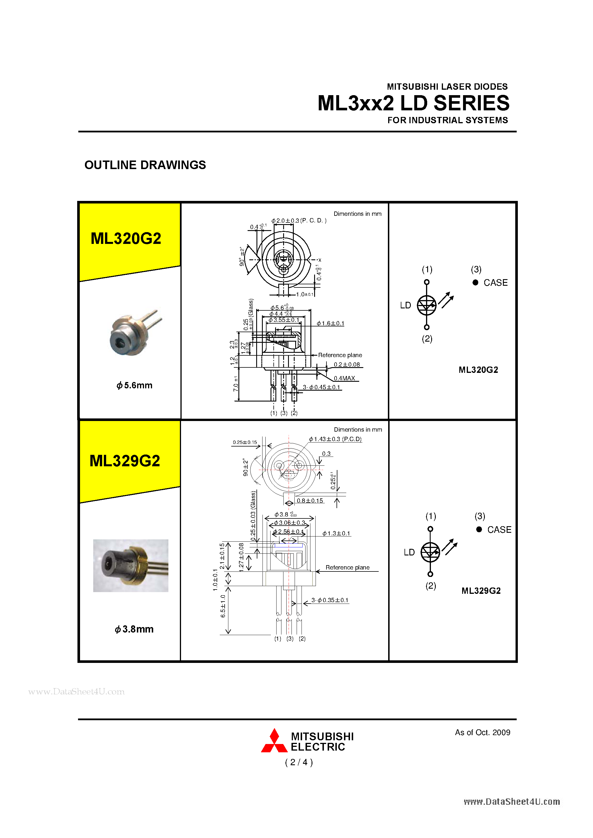 Даташит на микросхему ML320G2-11 страница 2 Даташит ML320G2-11 - LASER DIODES FOR INDUSTRIAL SYSTEMS страница 2