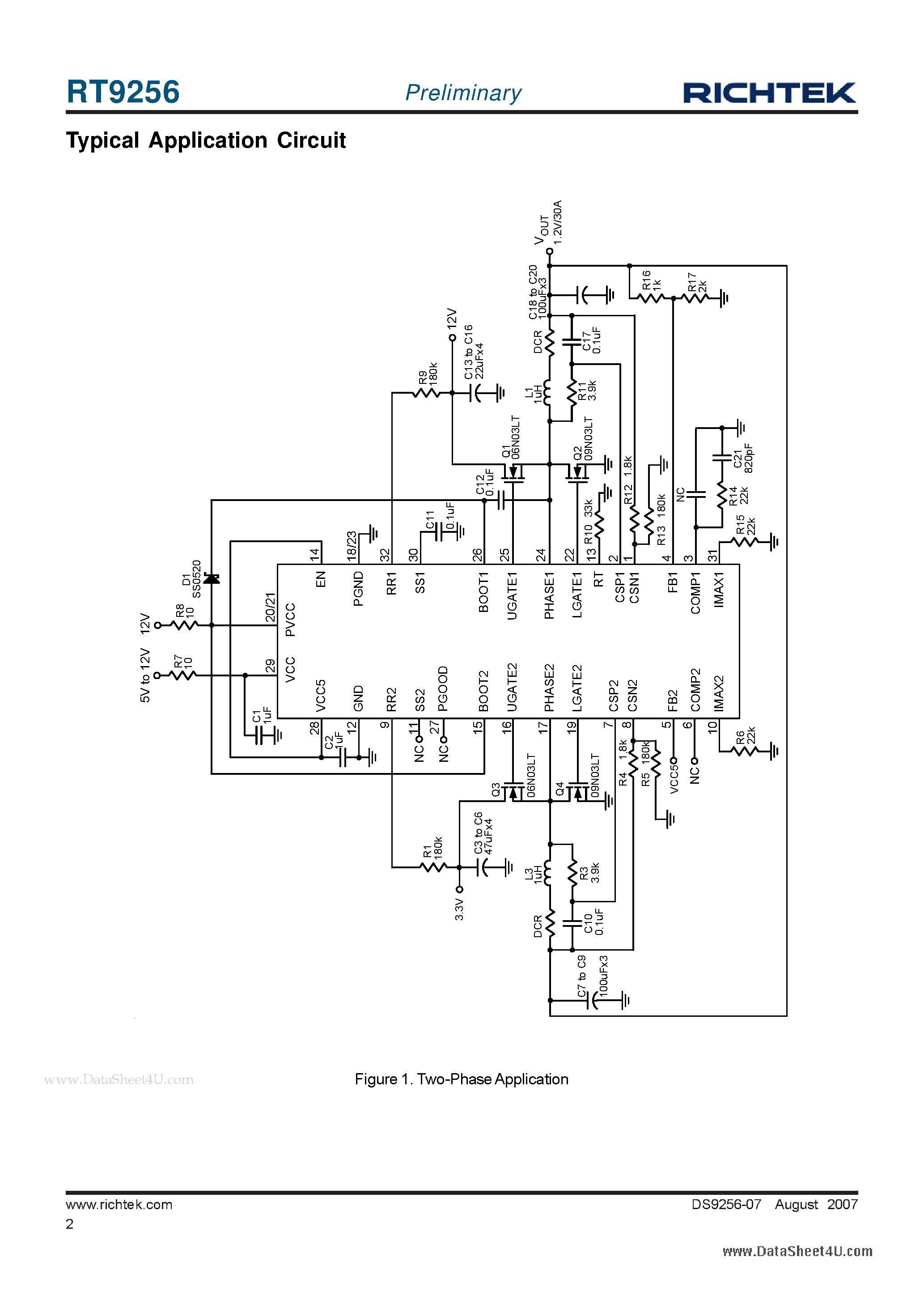 Даташит RT9256 - Actively Alternative Mode Two-Phase / Dual Switching PWM Controller страница 2