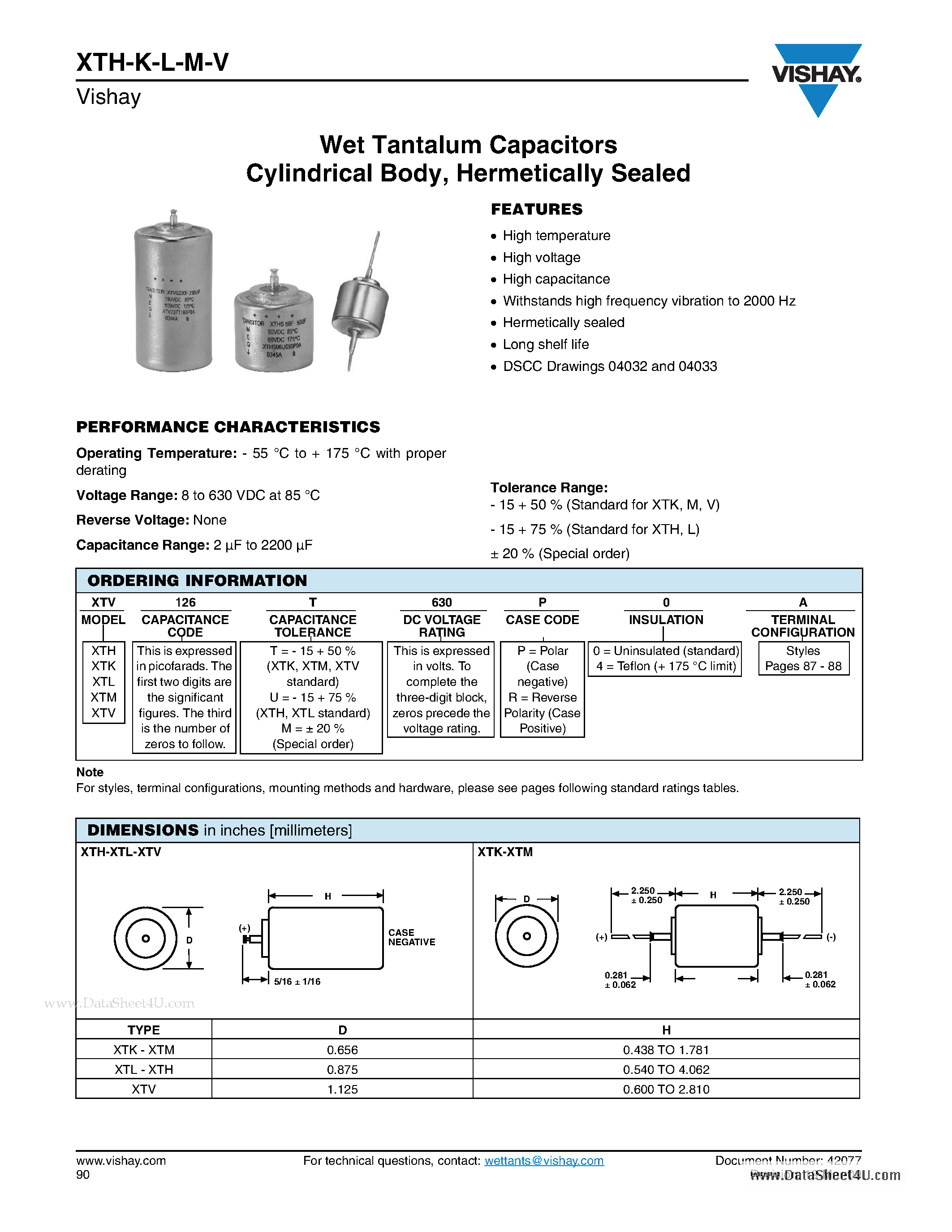 Даташит на микросхему XTL107*020P0A страница 1 Даташит XTL107*020P0A - Wet Tantalum Capacitors страница 1