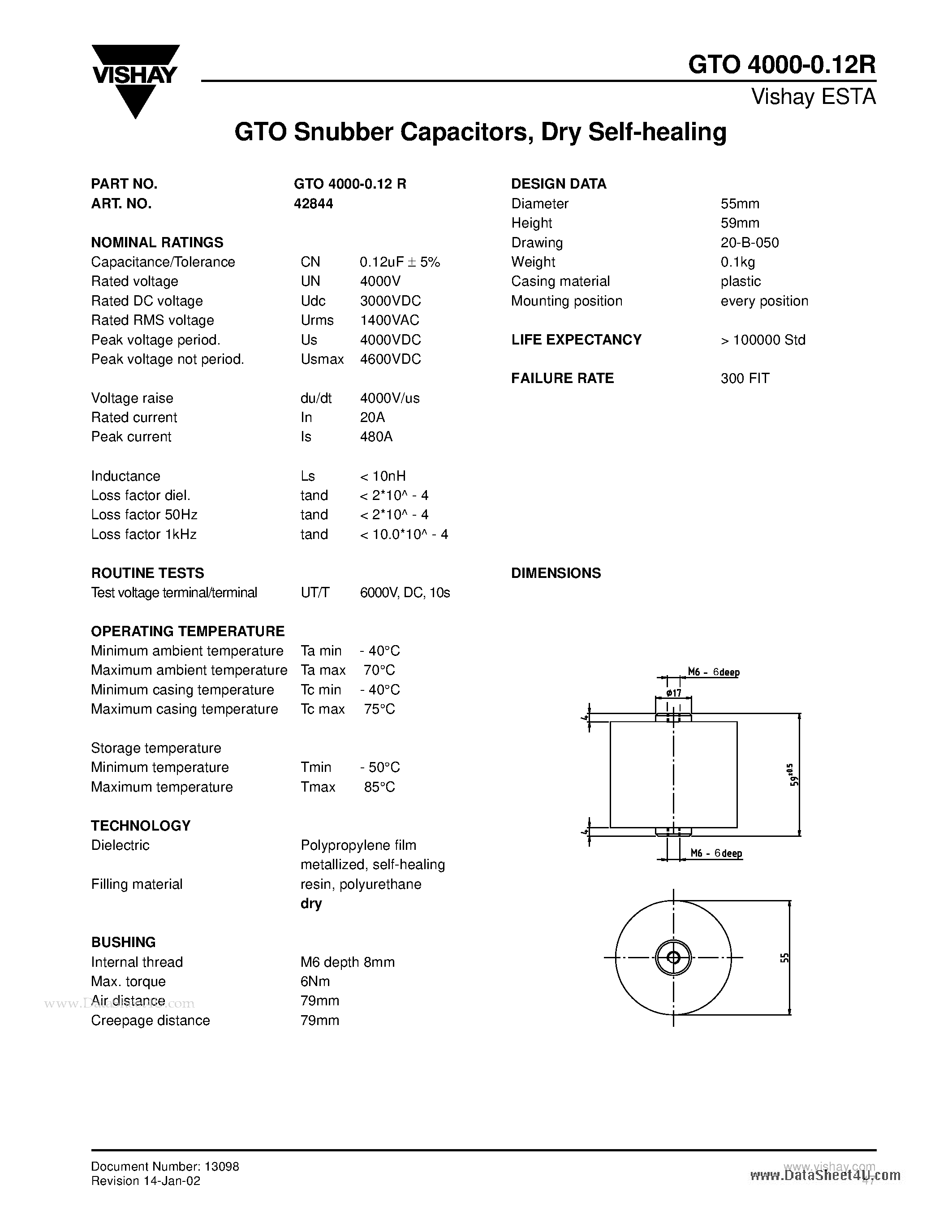 Даташит на микросхему GTO4000-0.12R страница 1 Даташит GTO4000-0.12R - Gto Snubber Capacitors страница 1