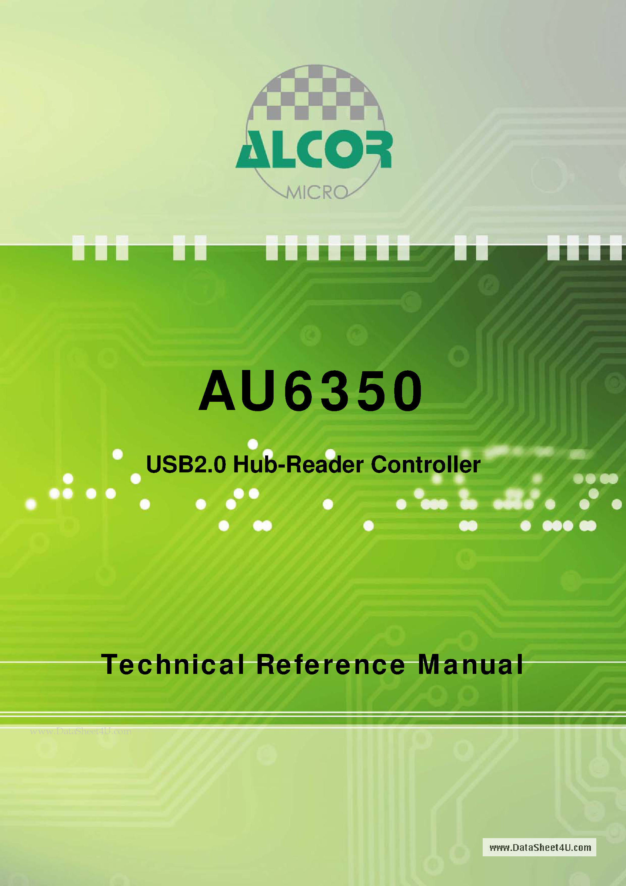 Datasheet AU6350 page 1 Datasheet AU6350 - USB2.0 Hub-Reader Controller page 1