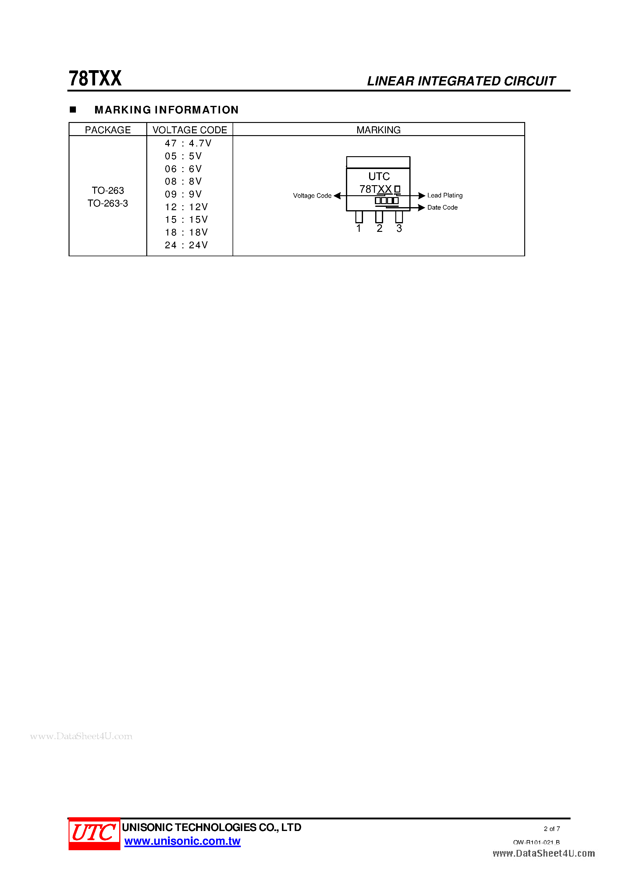 Datasheet 78TXX - 3-TERMINALS 0.5A POSITIVE VOLTAGE REGULATOR page 2