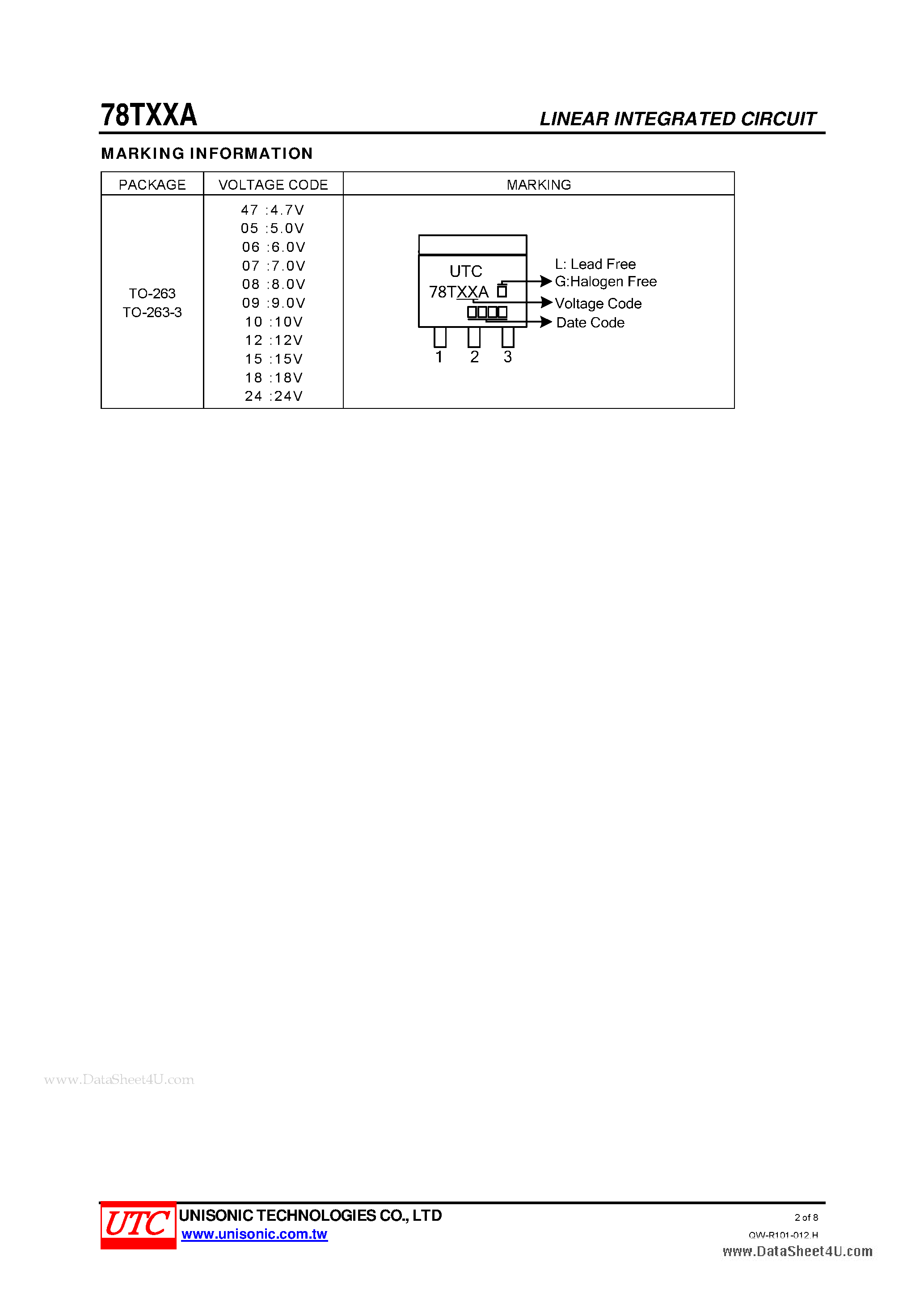 Datasheet 78TXXA - 3-TERMINALS 1A POSITIVE VOLTAGE REGULATOR page 2