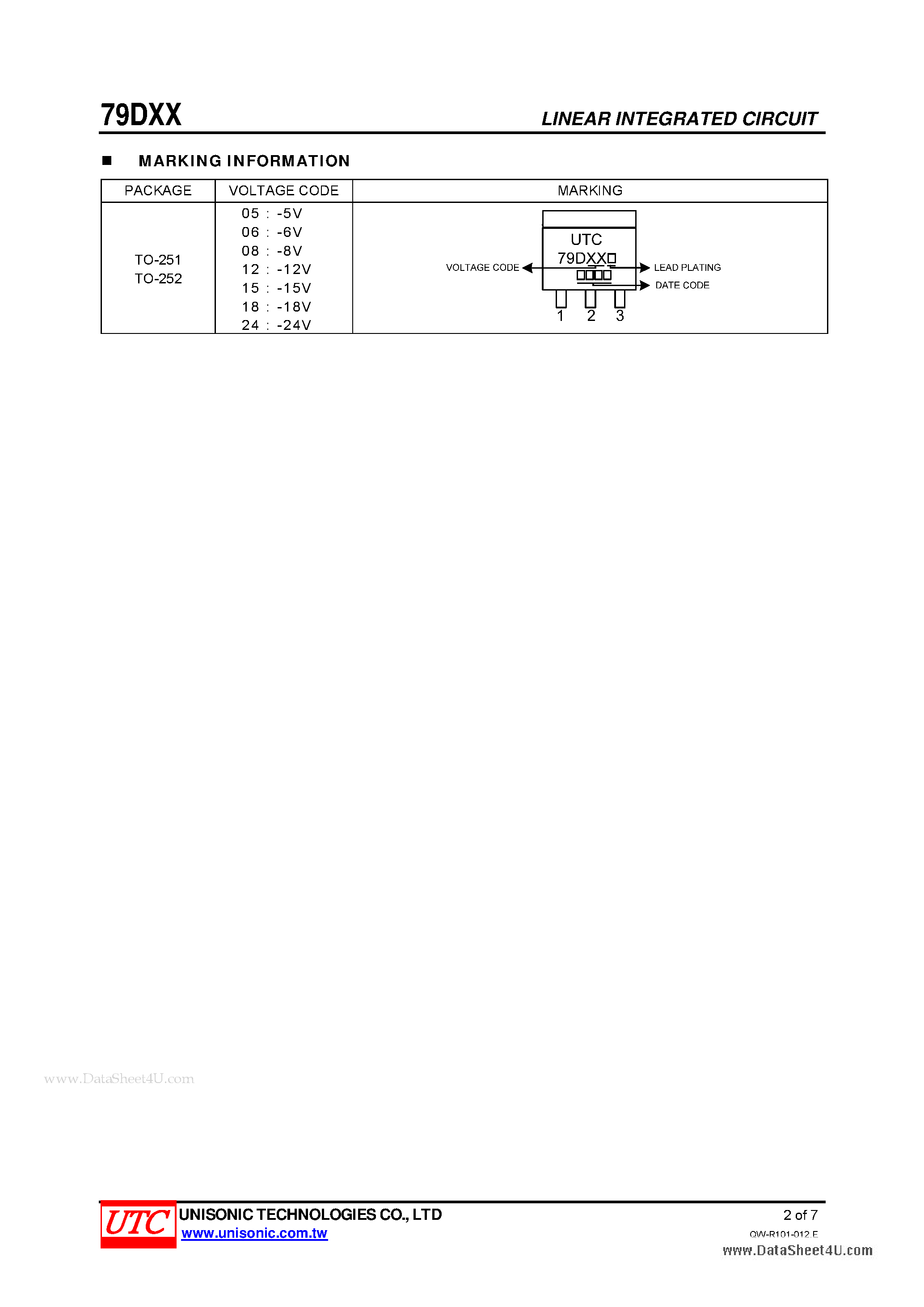 Datasheet 79DXX - 3-TERMINAL 0.5A NEGATIVE VOLTAGE REGULATOR page 2
