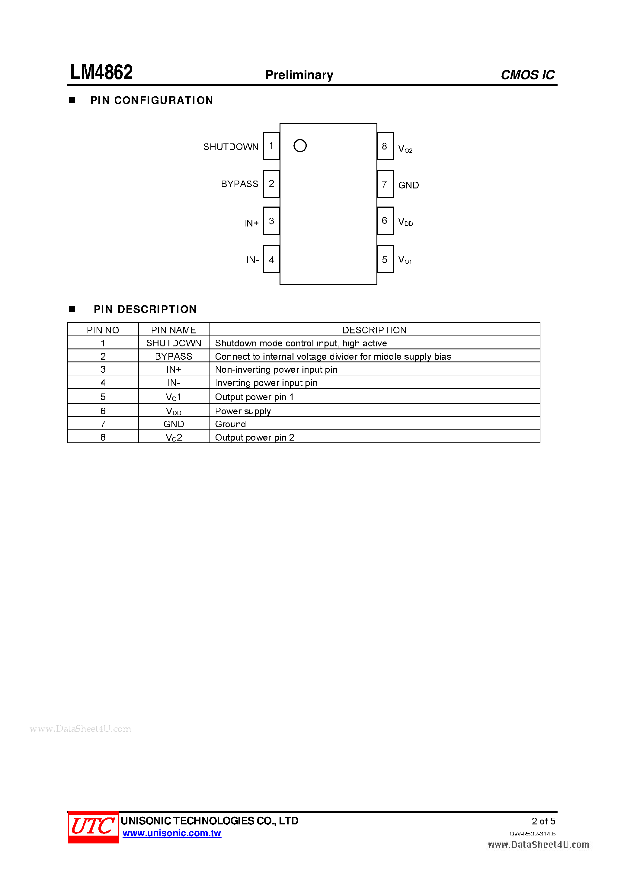 Datasheet LM4862 - AUDIO POWER AMPLIFIER page 2