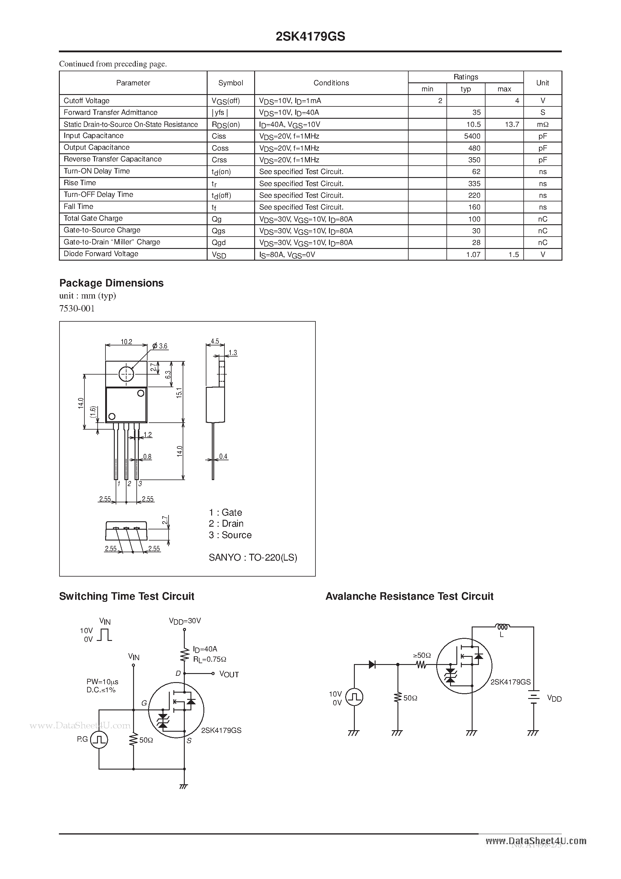 Datasheet 2SK4179GS page 2 Datasheet 2SK4179GS - General-Purpose Switching Device page 2