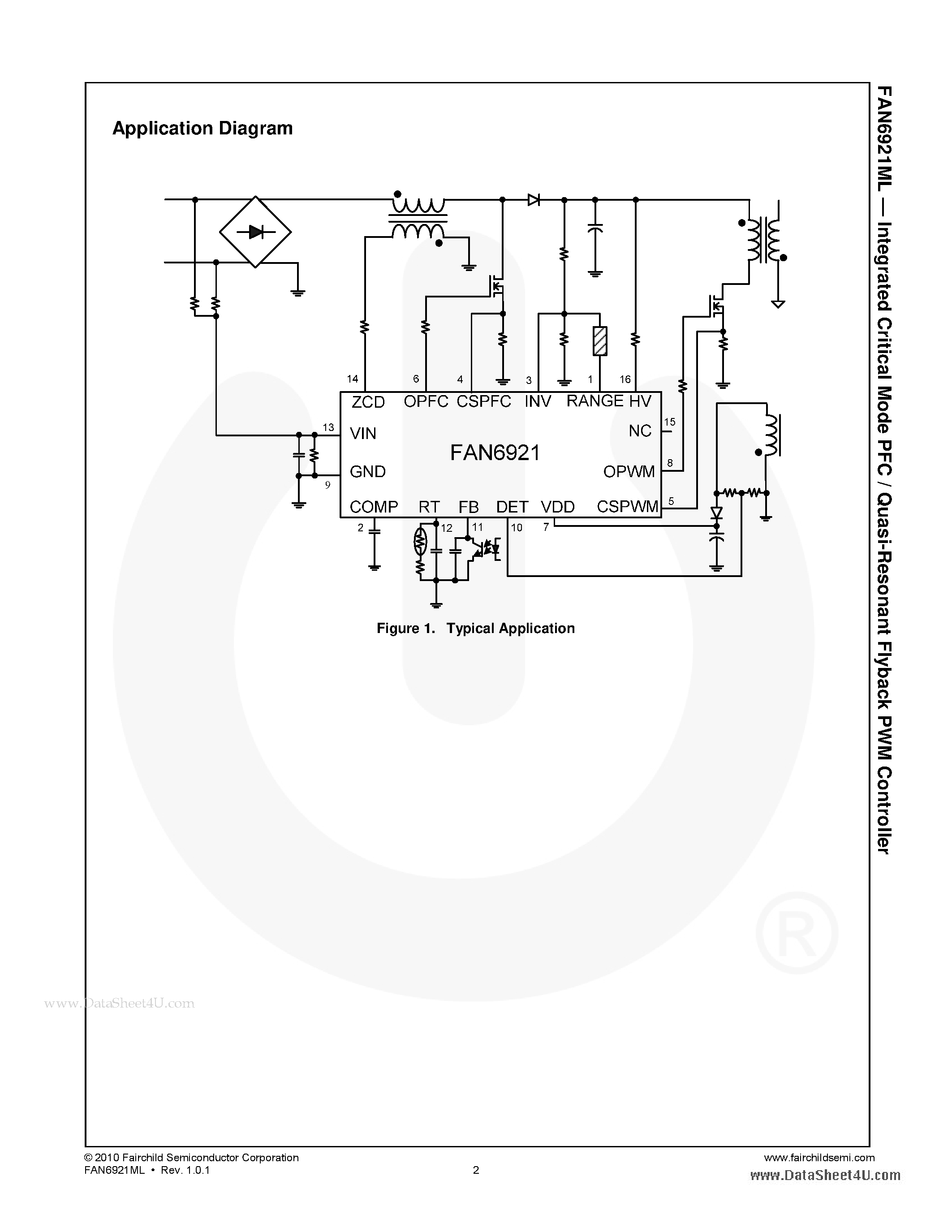 Даташит FAN6921ML - Integrated Critical Mode PFC/Quasi-Resonant Current Mode PWM Controller страница 2