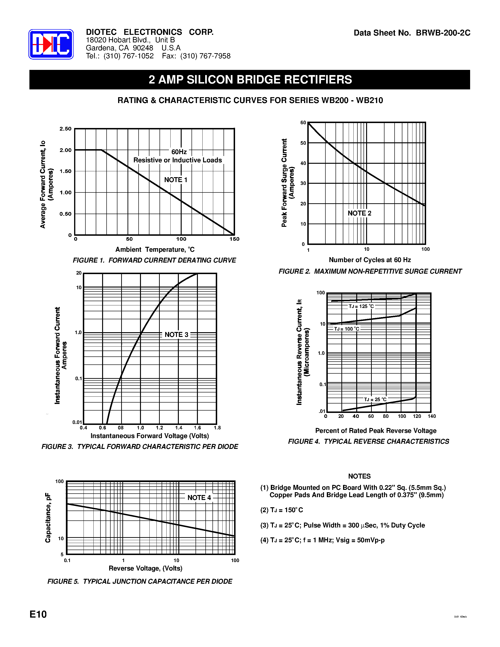 Datasheet WB200 page 2 Datasheet WB200 - 2 Amp Silicon BRIDGE RECTIFIER page 2