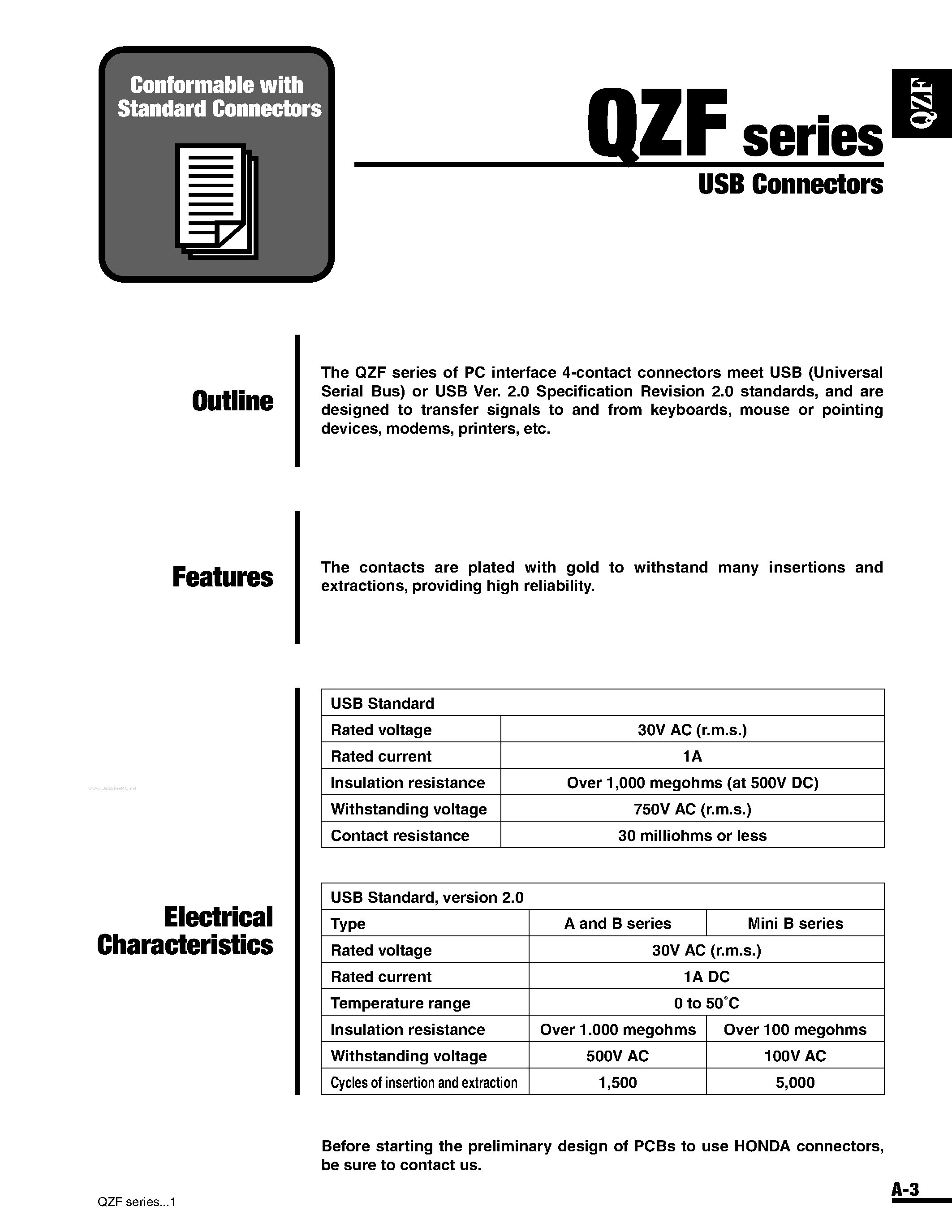 Datasheet QZF page 2 Datasheet QZF - USB Connectors page 2