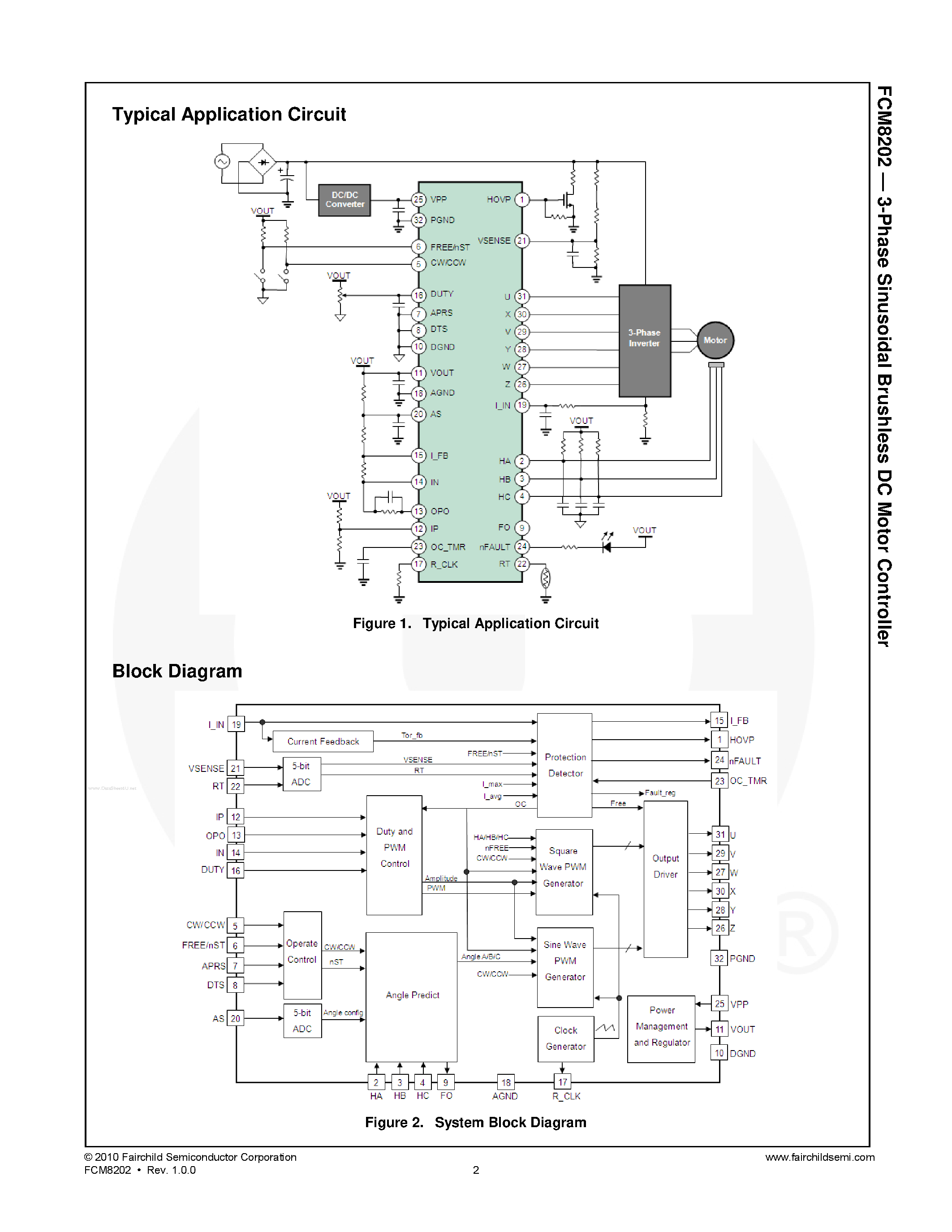 Даташит FCM8202 - 3-Phase Sinusoidal Brushless DC Motor Controller страница 2