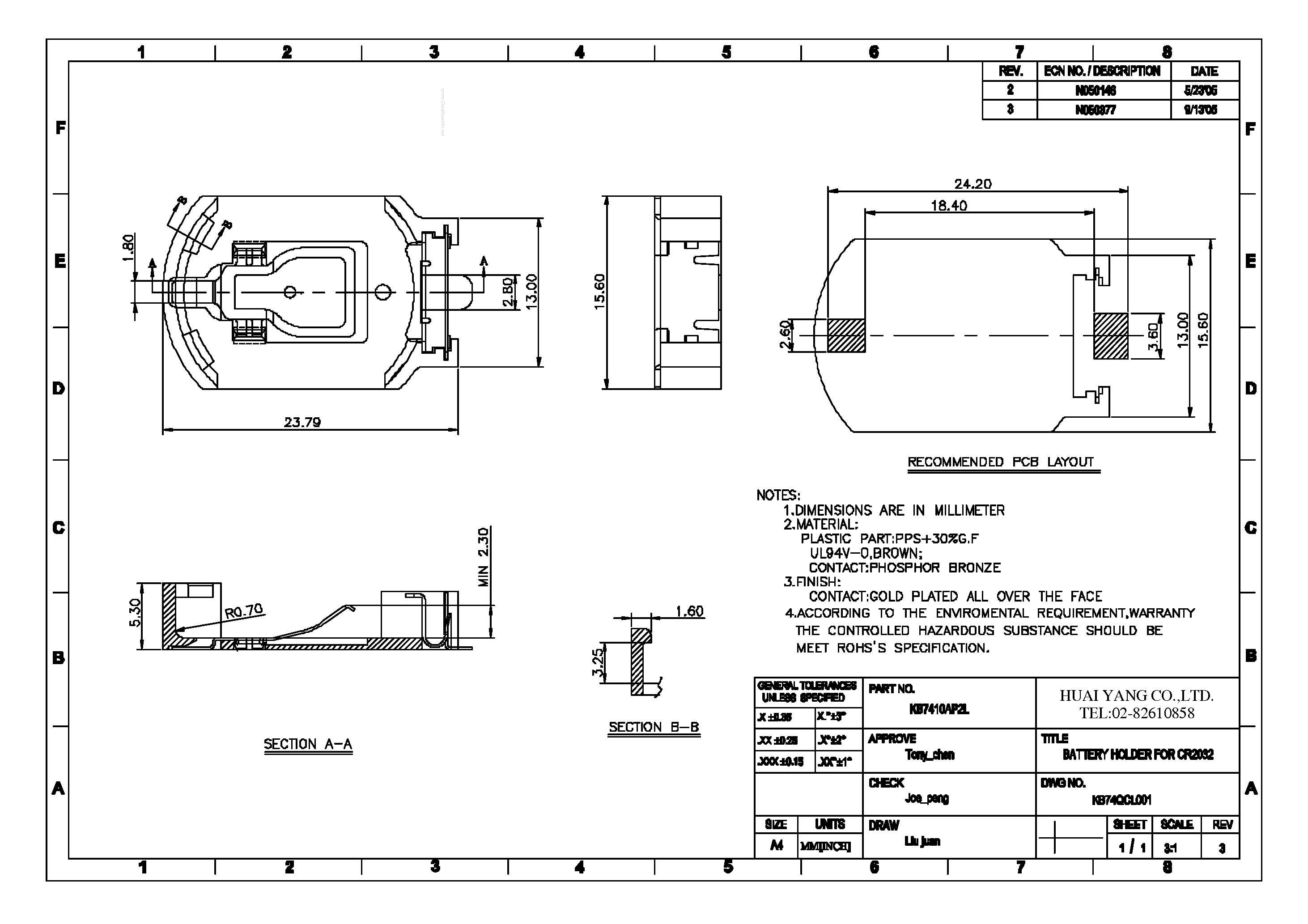 Datasheet KB7410AP2L - Battery Holder page 2
