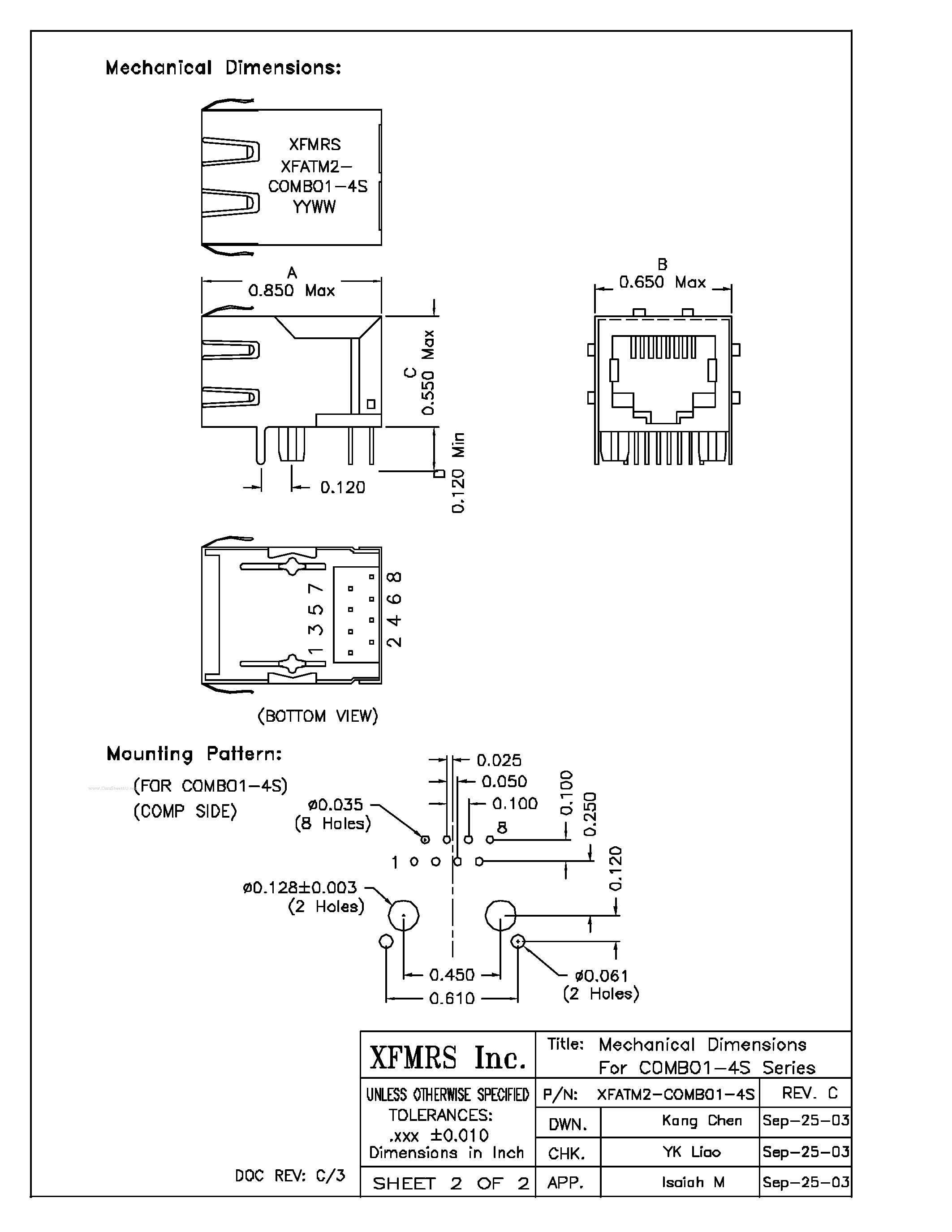 Даташит на микросхему XFATM2-COMBO1-4S страница 2 Даташит XFATM2-COMBO1-4S - PHONE CONNECTOR страница 2
